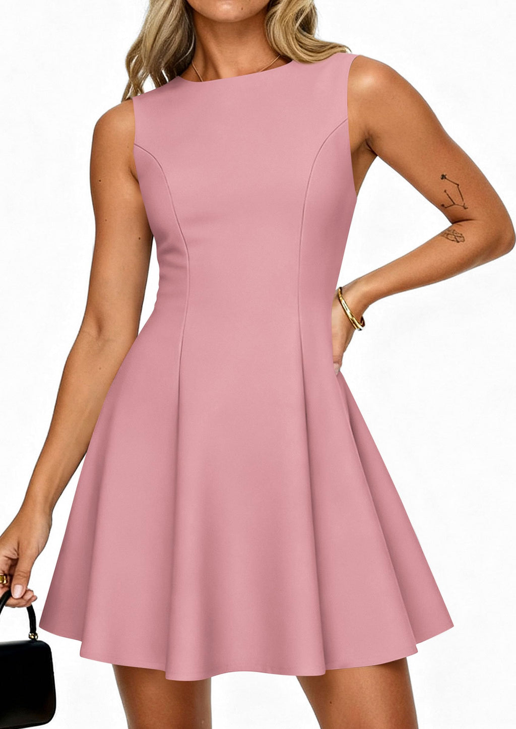 PRETTYGARDEN Cocktail Dresses for Women Summer Formal Boat Neck A Line Spring Elegant Graduation Party Mini Dress