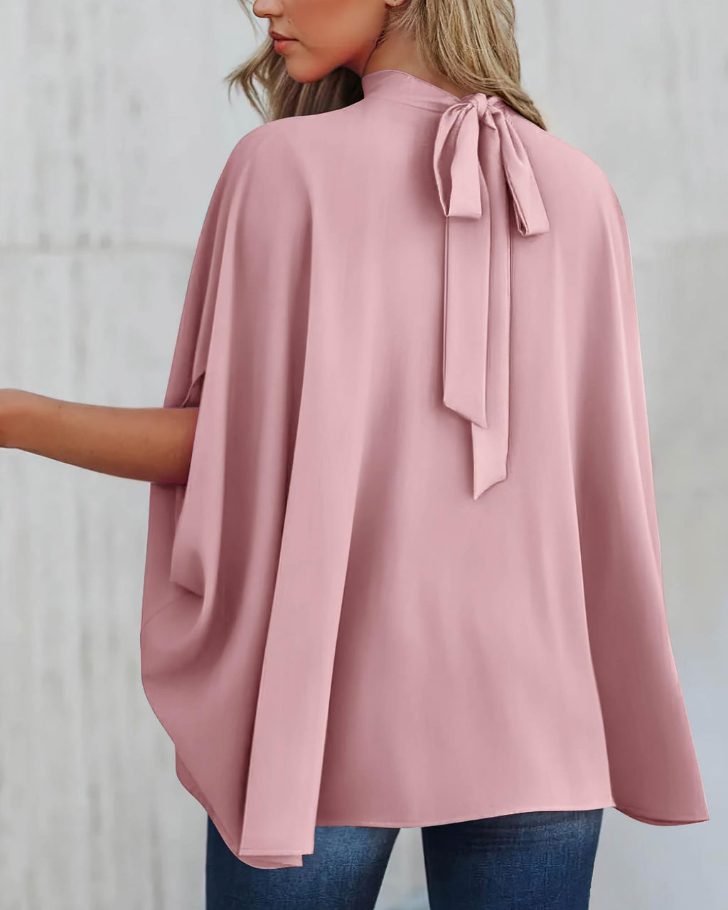FreshPretty Womens Summer Tops Fall Mock Neck Batwing Sleeve Shirts Loose High Low Hem Oversized Dressy Casual Blouses