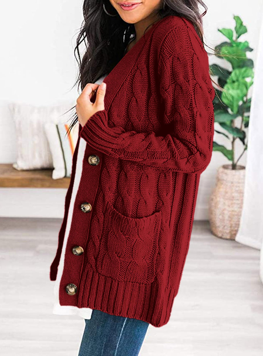 PRETTYGARDEN Women's Open Front Cardigan Sweaters Fall Fashion Button Down Cable Knit Chunky Winter Clothing Outerwear Coats