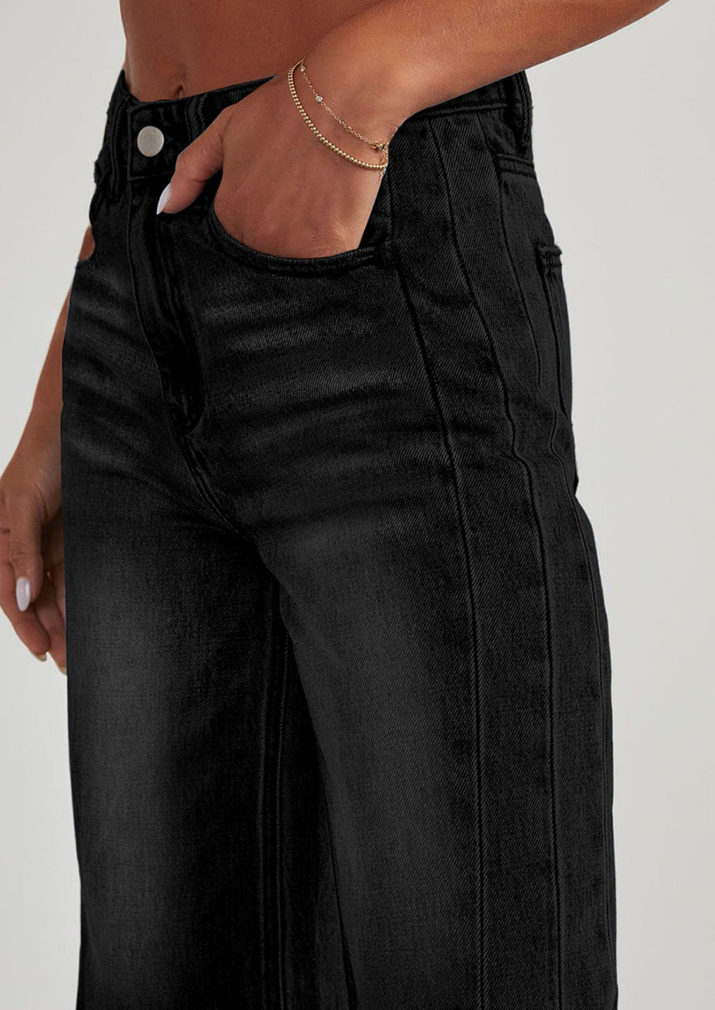 PRETTYGARDEN Wide Leg Jeans for Women Trendy High Waisted Stretchy Baggy Raw Hem Denim Palazzo Pants Fall Clothes