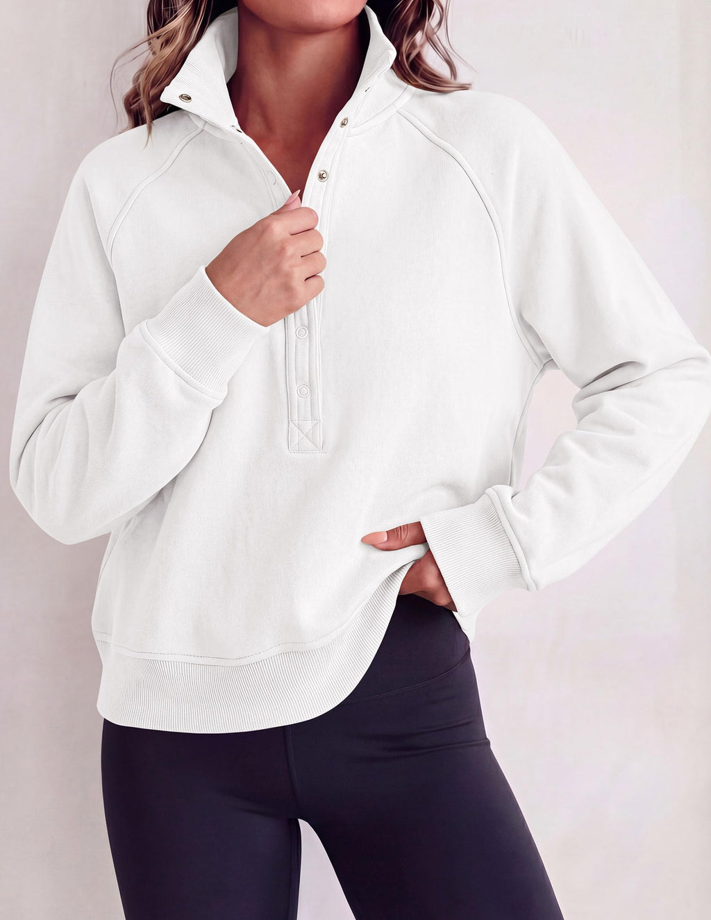 PRETTYGARDEN Women's Fall Trendy Oversized Sweatshirts Comfy Ribbed Fabric, Raglan Long Sleeve Collared, Button Up Henley Pullover Blouse, Casual Workout Tops, Y2K Fashion Clothing