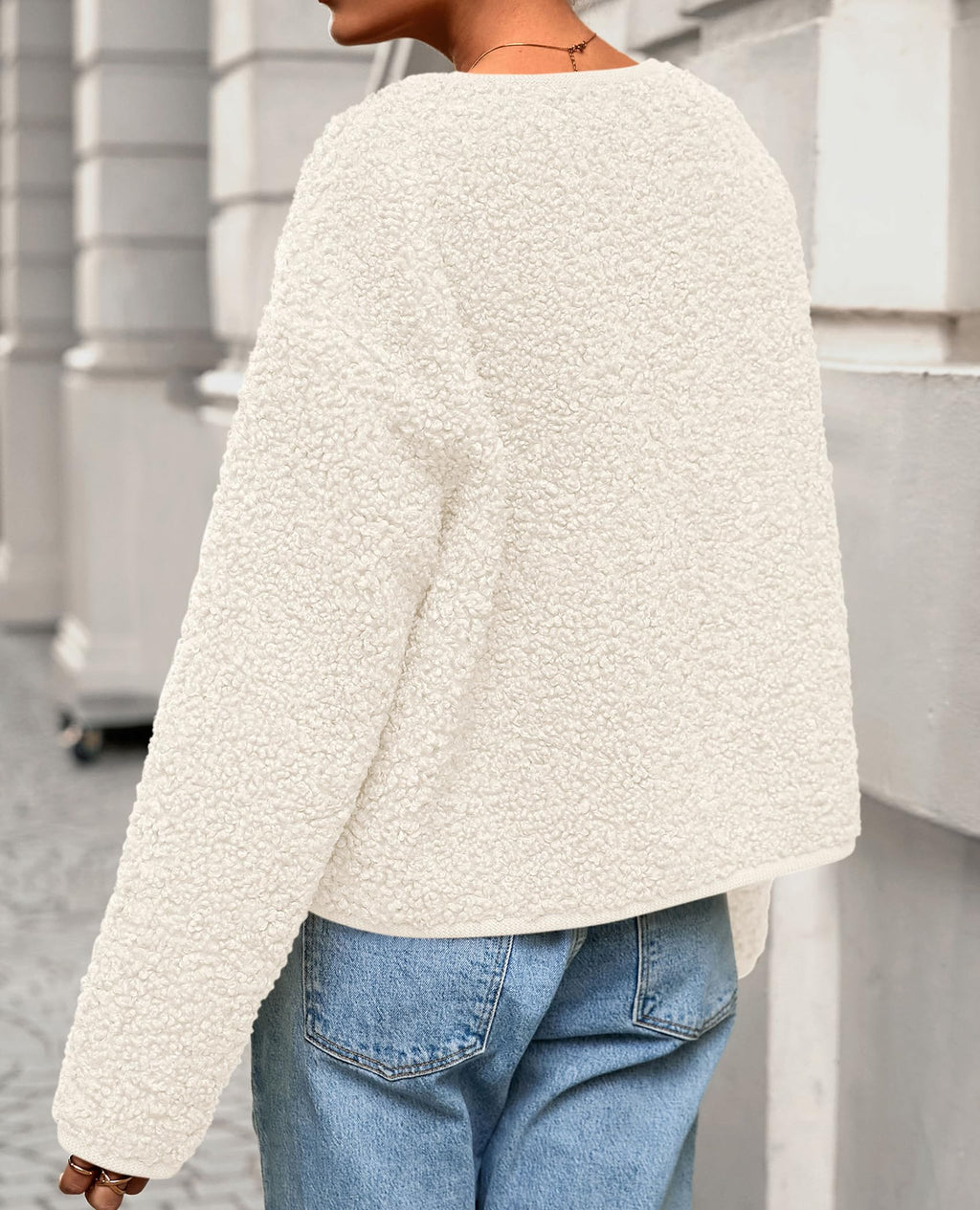 PRETTYGARDEN Women's Fall Fashion Clothes Trendy Fleece Sherpa Cropped Jackets Buttons Warm Casual Winter Faux Fur Coats