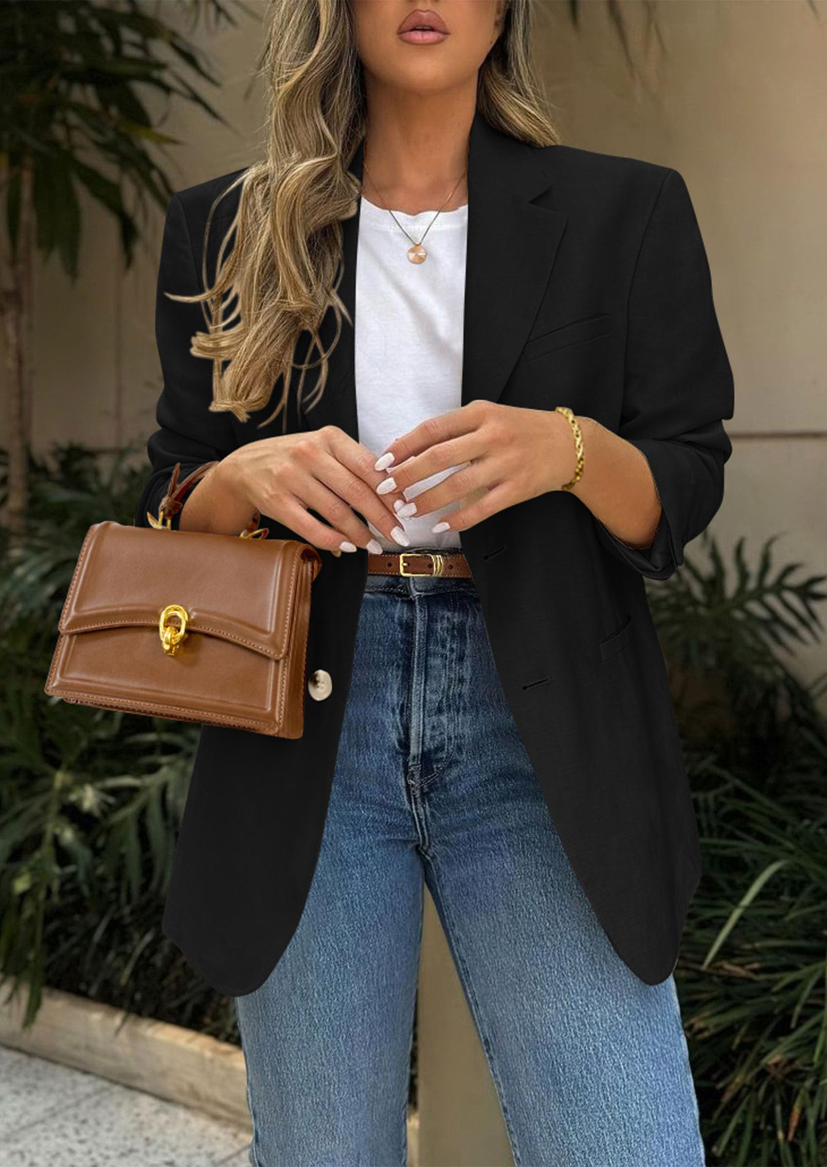 PRETTYGARDEN Blazers for Women Business Casual Long Sleeve Lapel Open Front Suit Jacket Work Blazer with Pockets