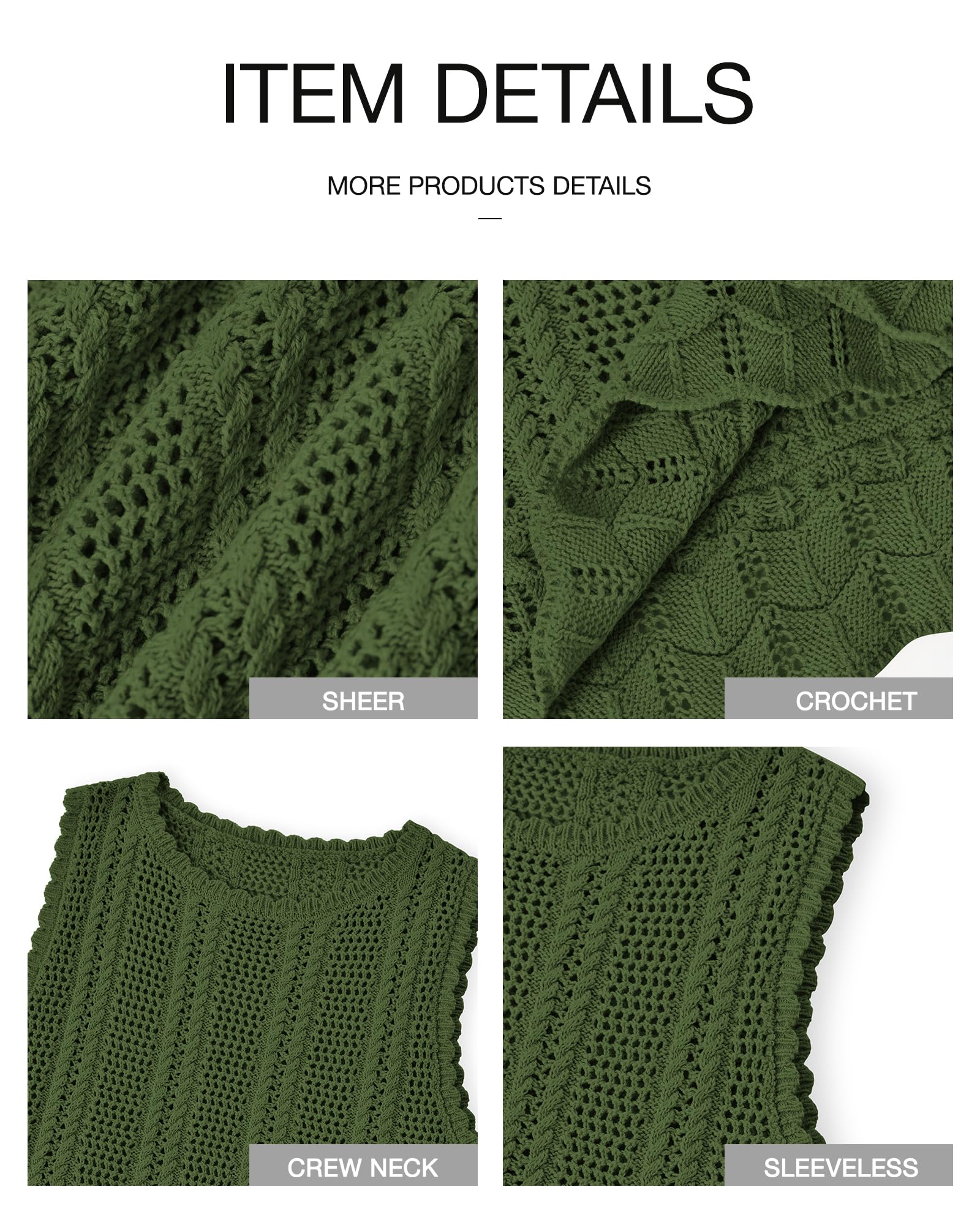 FreshPretty Crochet Tank Top Vacation Outfits for Women Sweater Vest Beach Cover Ups Spring Summer Sleeveless Cruise Resort Wear