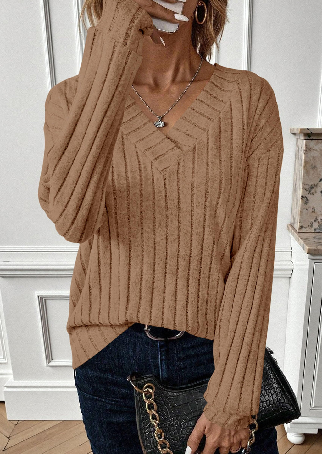 PRETTYGARDEN Women's Long Sleeve Henley Shirts Fall Casual Ribbed Tunic Tops Lightweight Sweaters Fashion Clothing