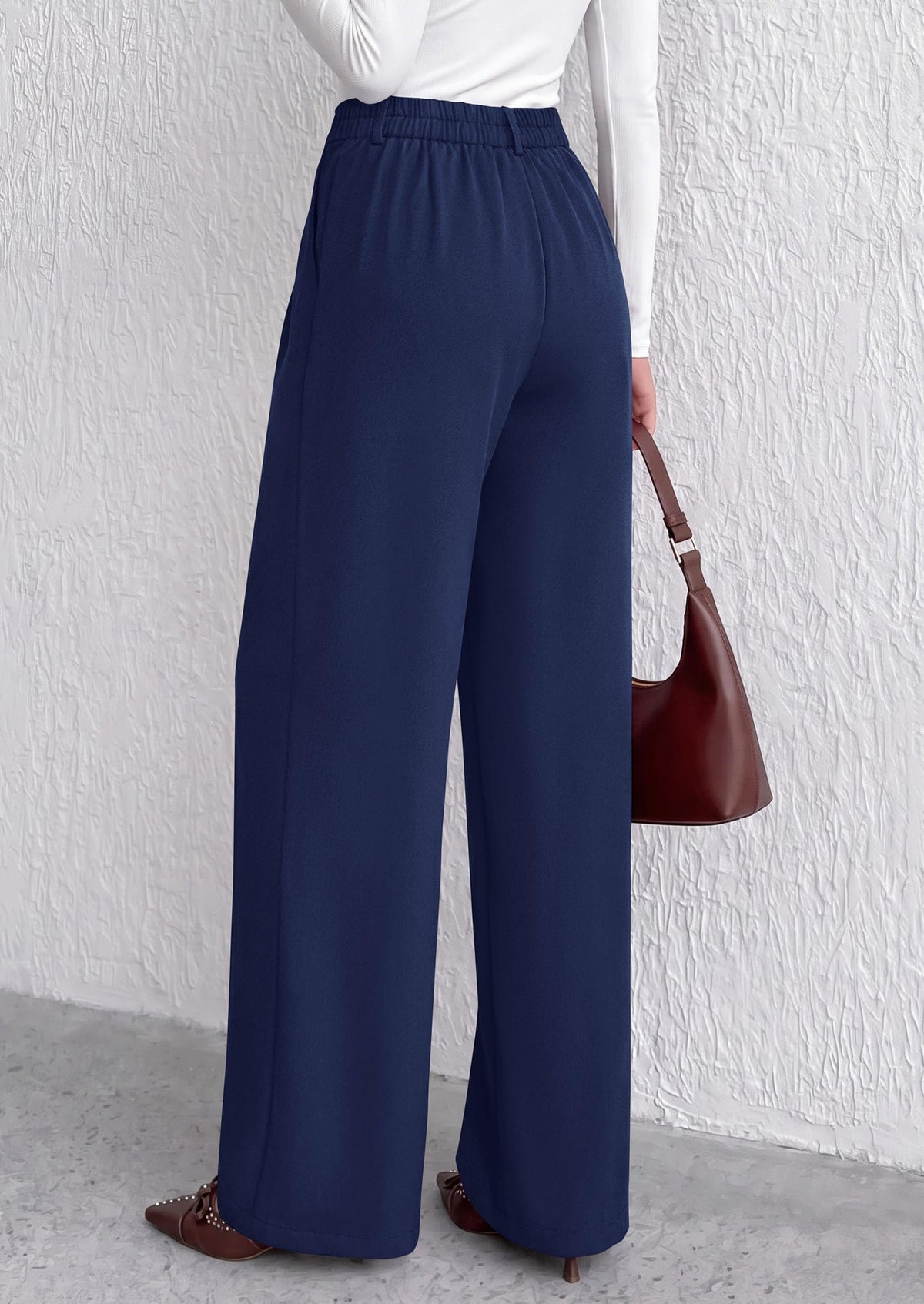PRETTYGARDEN Women's Dress Pants Wide Leg Flowy Trousers High Waisted Palazzo Pants, Pleated Front, Side Pockets, Work Office Wear, Business Casual Outfits, Fall Fashion Clothing