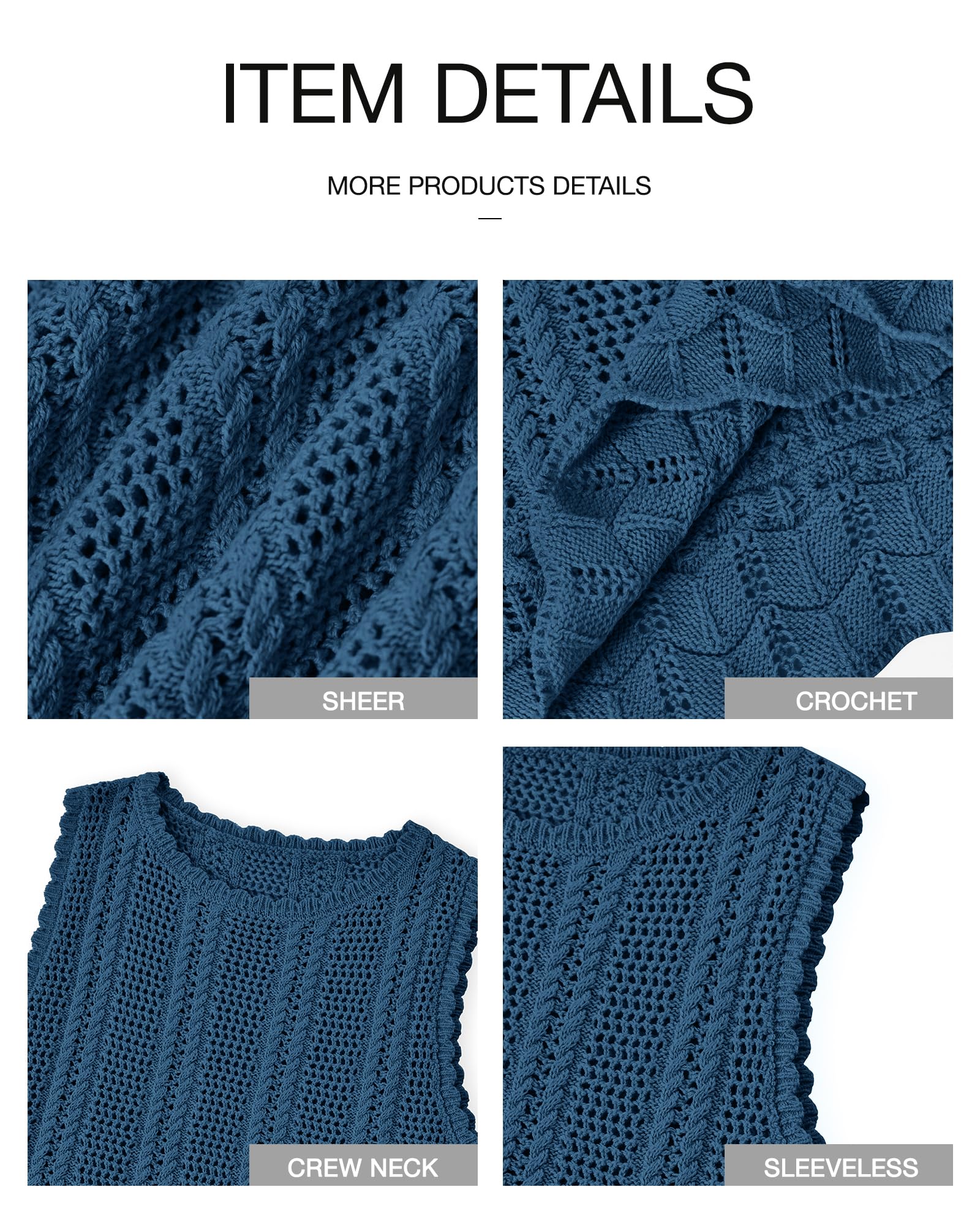 FreshPretty Crochet Tank Top Vacation Outfits for Women Sweater Vest Beach Cover Ups Spring Summer Sleeveless Cruise Resort Wear