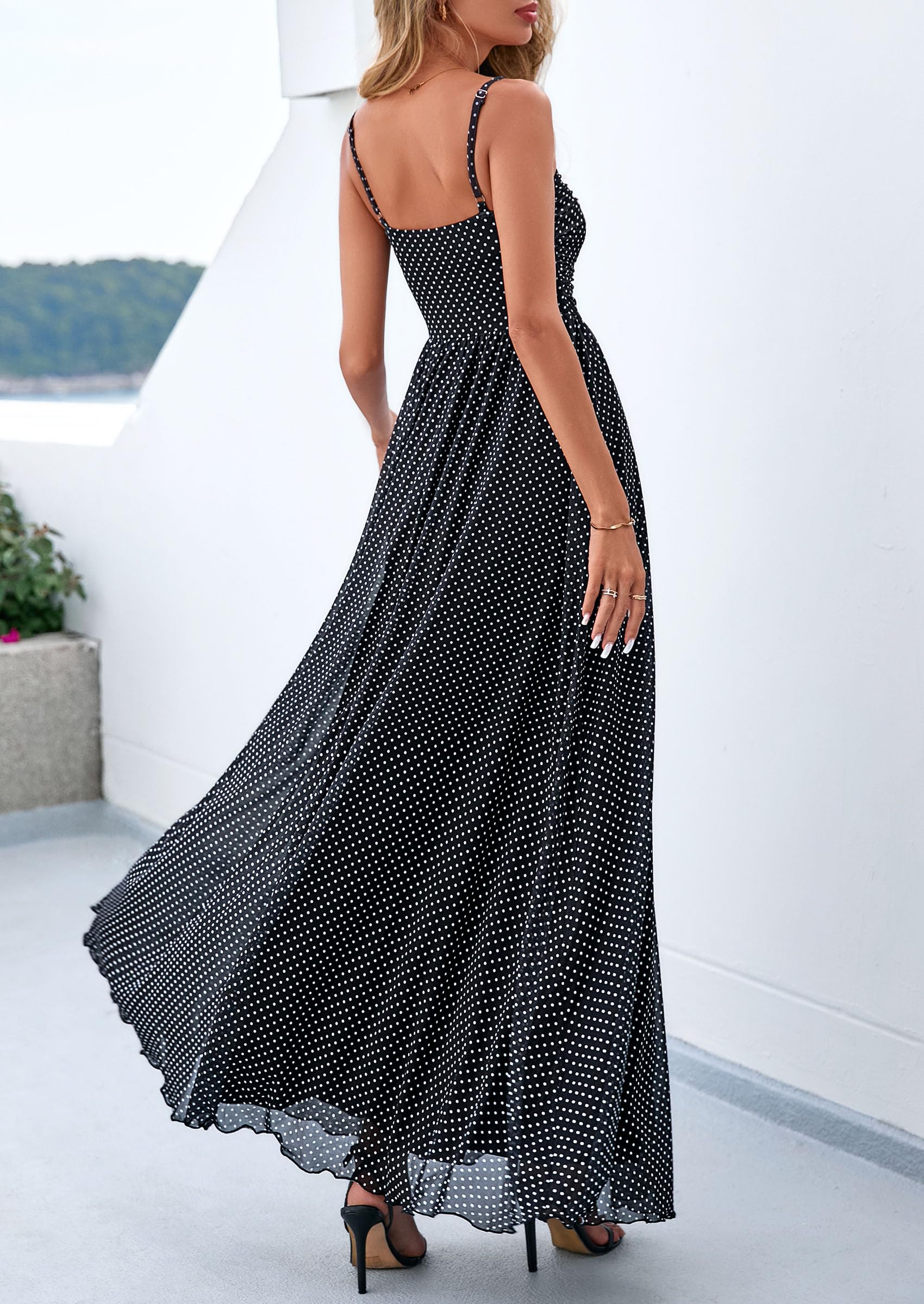 PRETTYGARDEN Women Summer Floral Maxi Dress Spirng Spaghetti Strap Mesh Boho Sundress Party Beach Vacation Long Dresses