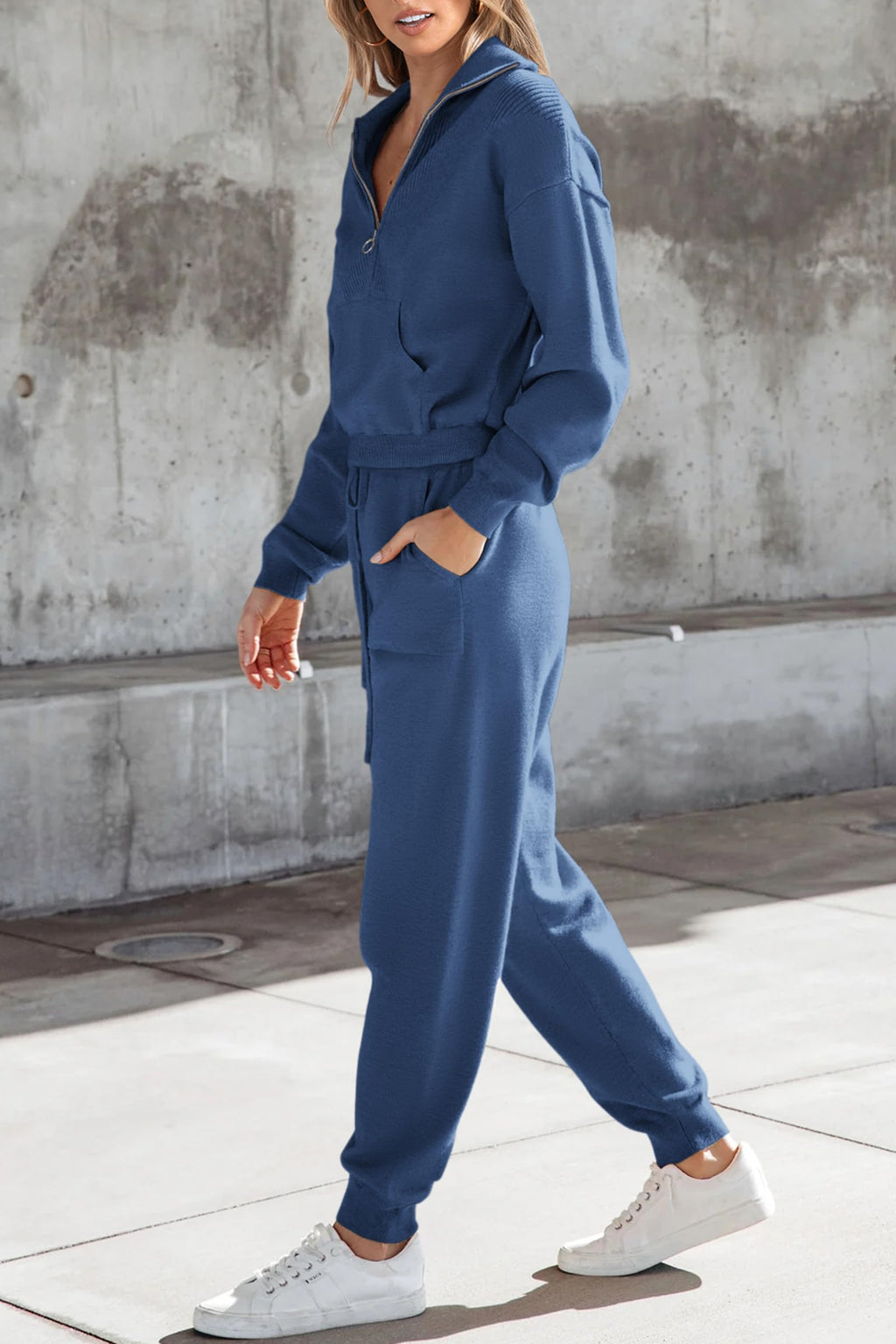 PRETTYGARDEN Women's 2 Piece Sweater Set Pullover Zip Up Sweatshirt Jogger Sweatpants Tracksuit Casual Outfit