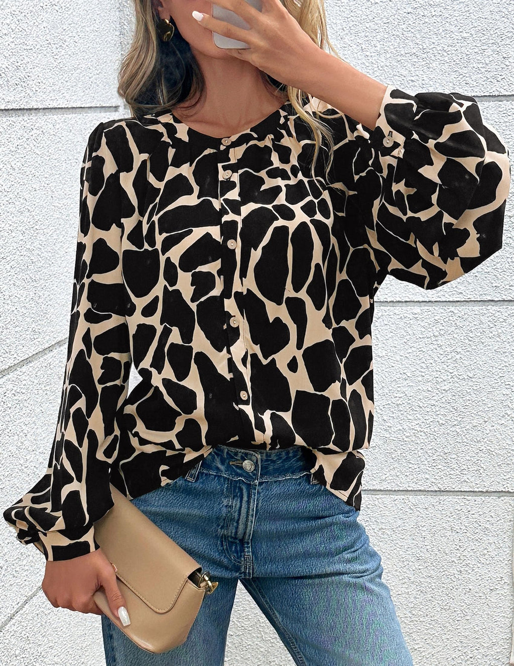 PRETTYGARDEN Women's Floral Button Down Blouse Fall Fashion Dressy Casual Long Sleeve Oversized Shirts Top Boho Clothes