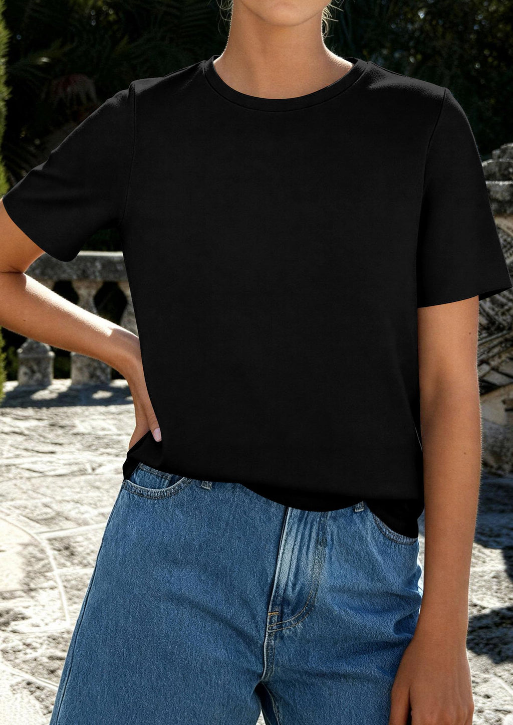 PRETTYGARDEN Womens Summer Tops Casual Basic Crewneck Short Sleeve Shirts Spring Fashion Clothing Going Out Outfits