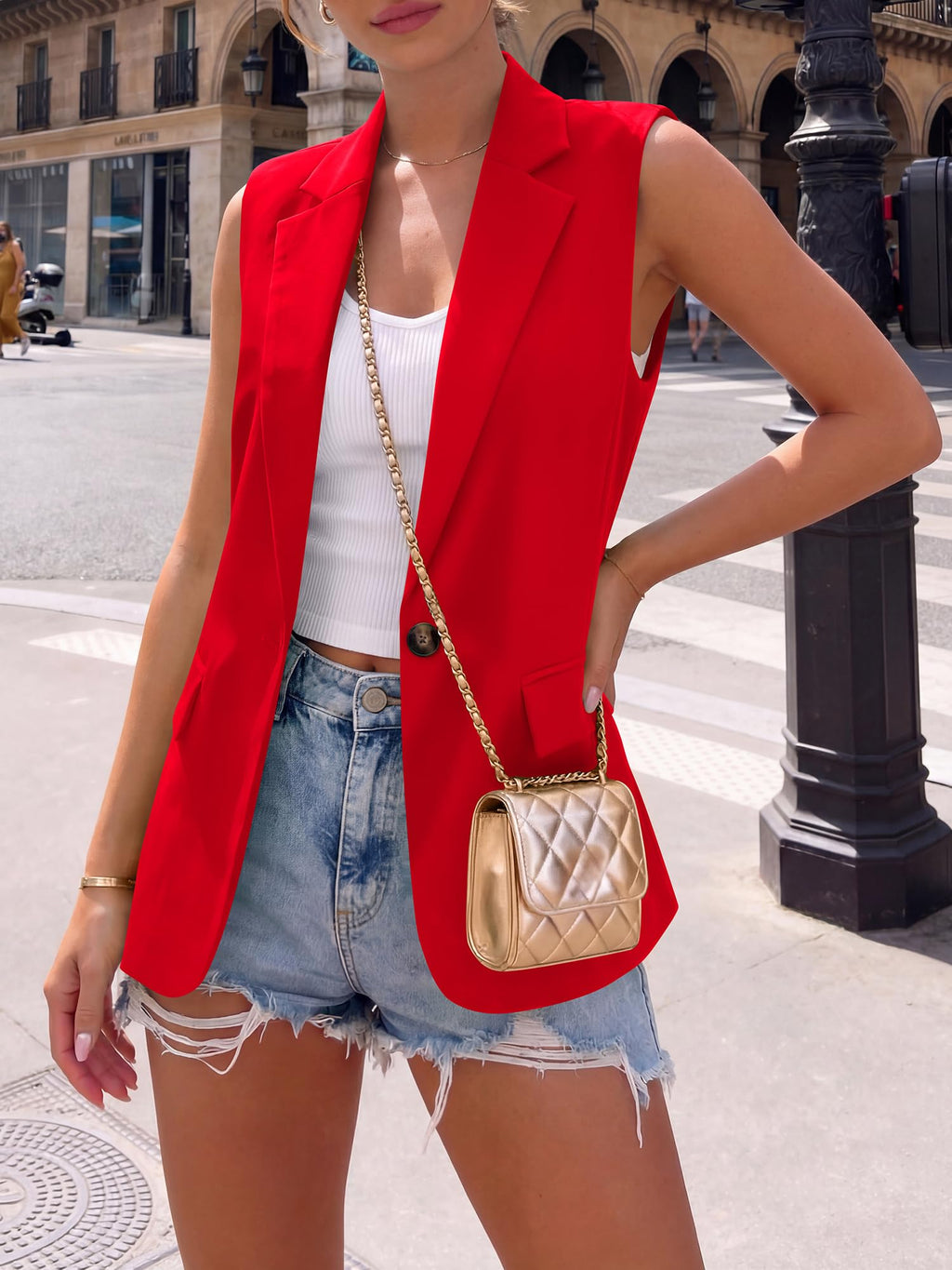 BTFBM Blazers For Women Spring Button Down Loose Vest Tops For Women Work Business Casual Outfits Summer Fashion