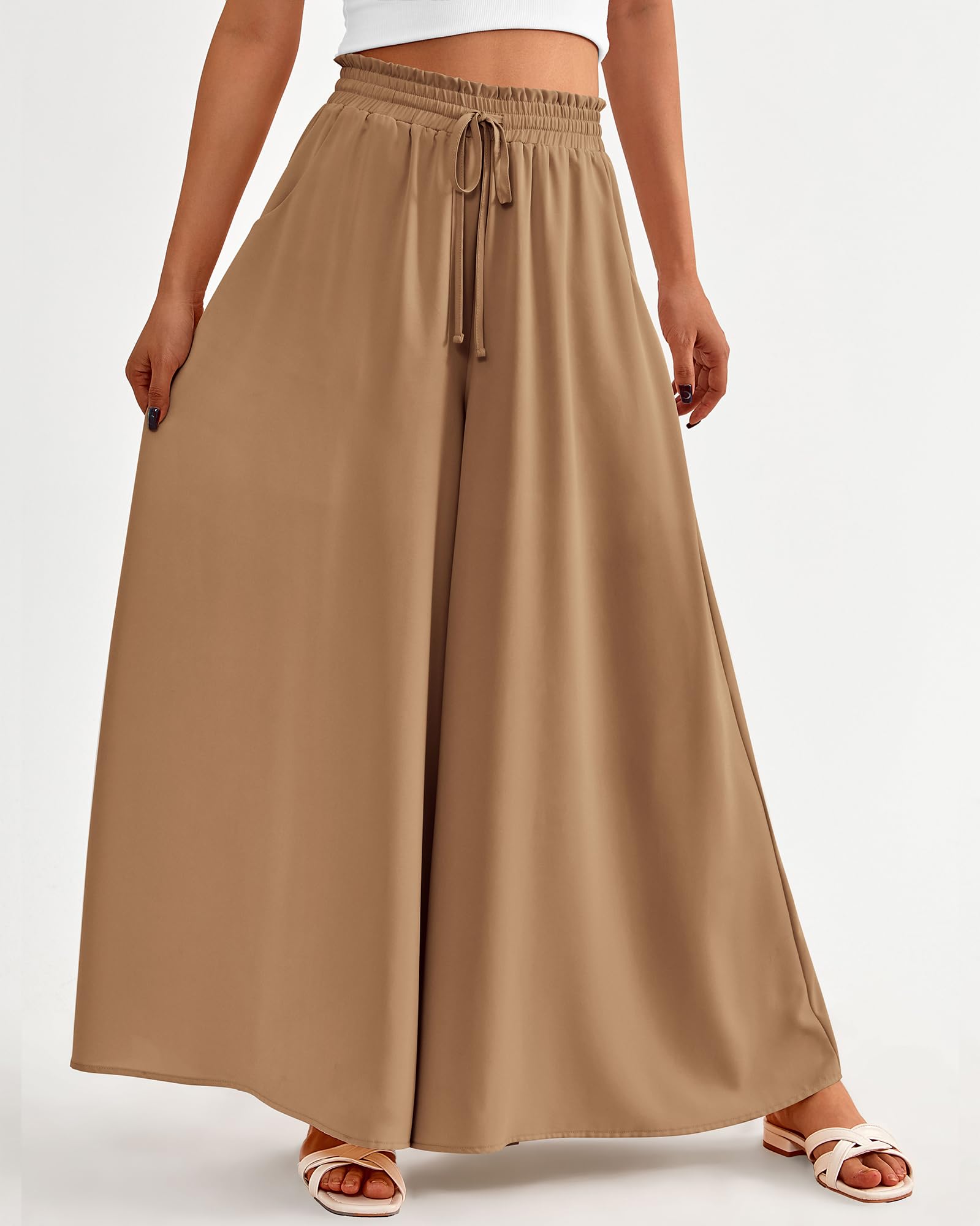 BTFBM Women Casual High Waist Wide Leg Pants Spring Summer Long Palazzo Pants Pocket Lounge Beach Vacation Clothes