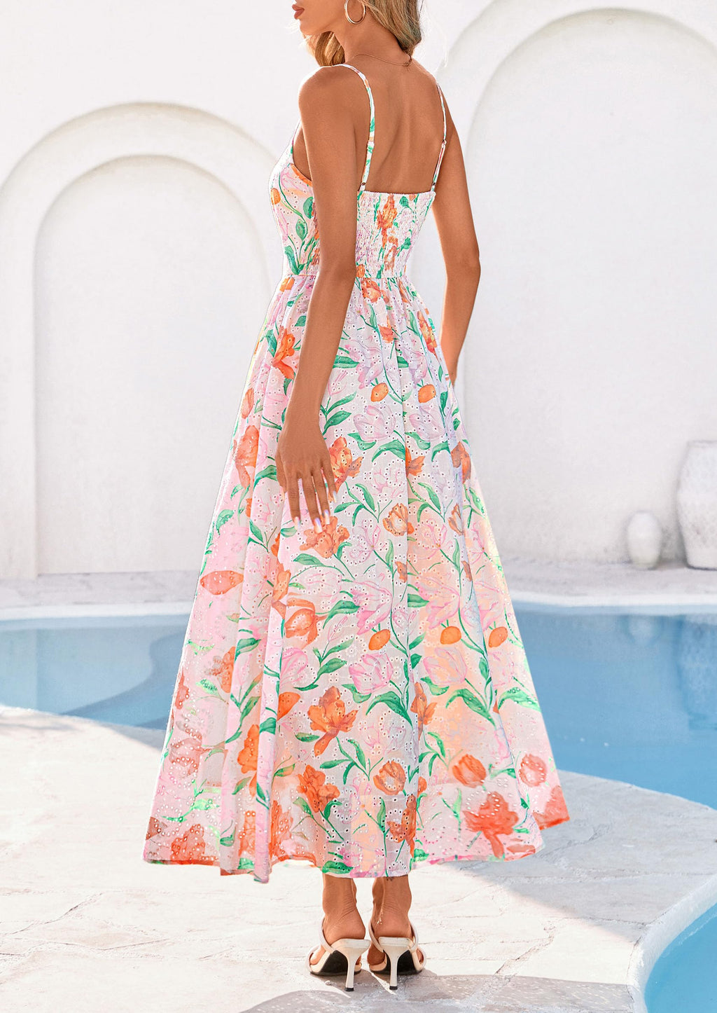 PRETTYGARDEN Womens Spring Boho Maxi Dress Eyelet Floral Long Flowy Sundresses Summer Beach Vacation Clothes
