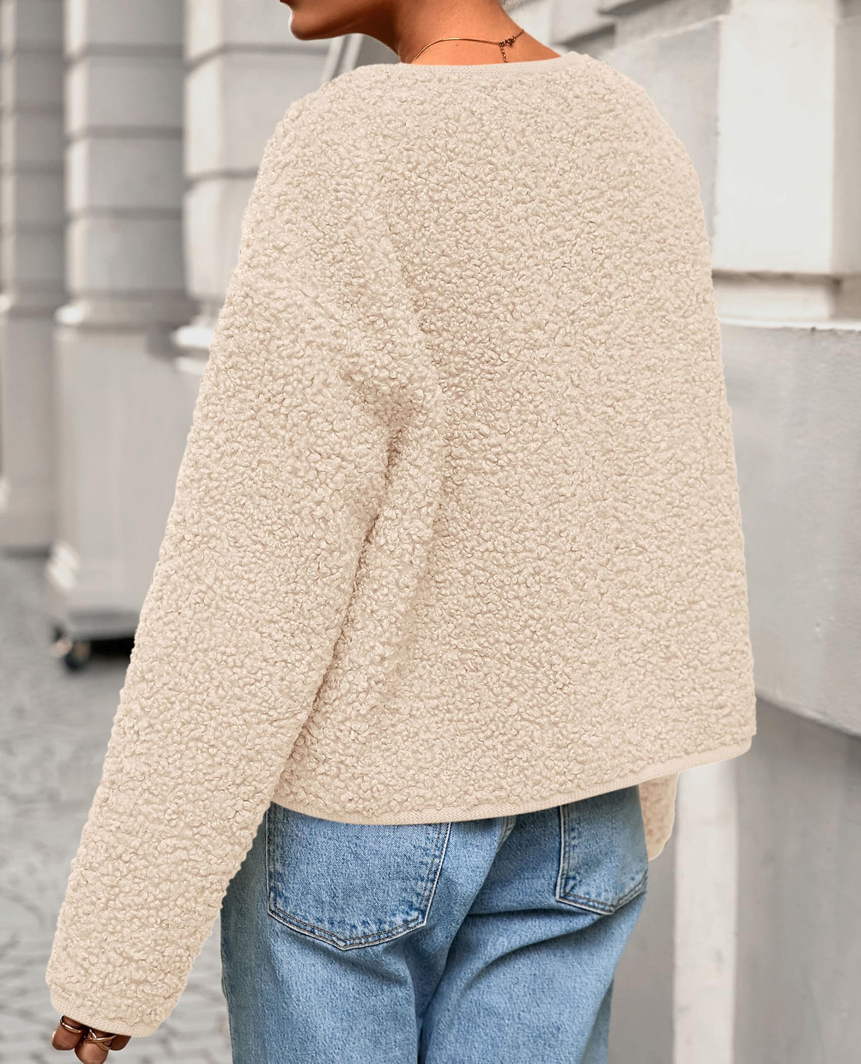 PRETTYGARDEN Women's Fall Fashion Clothes Trendy Fleece Sherpa Cropped Jackets Buttons Warm Casual Winter Faux Fur Coats