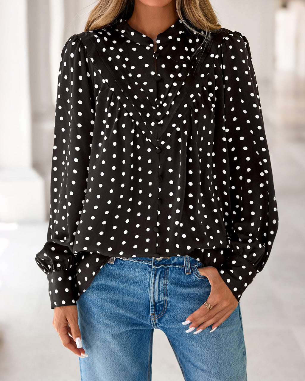 BTFBM Womens Tops Dressy Casual Spring Boho Floral V Neck Long Sleeve Half Button Down Shirt Work Business Blouses