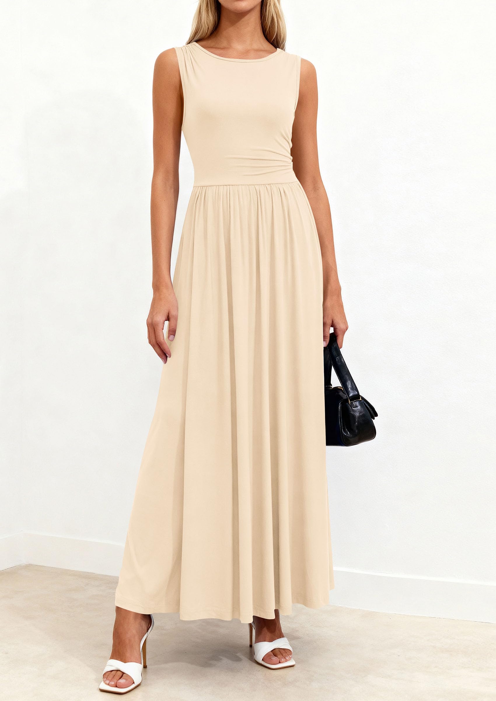 PRETTYGARDEN Summer Maxi Dresses for Women Sleeveless A Line Flowy Long Casual Sundress Wedding Guest Fashion Clothing