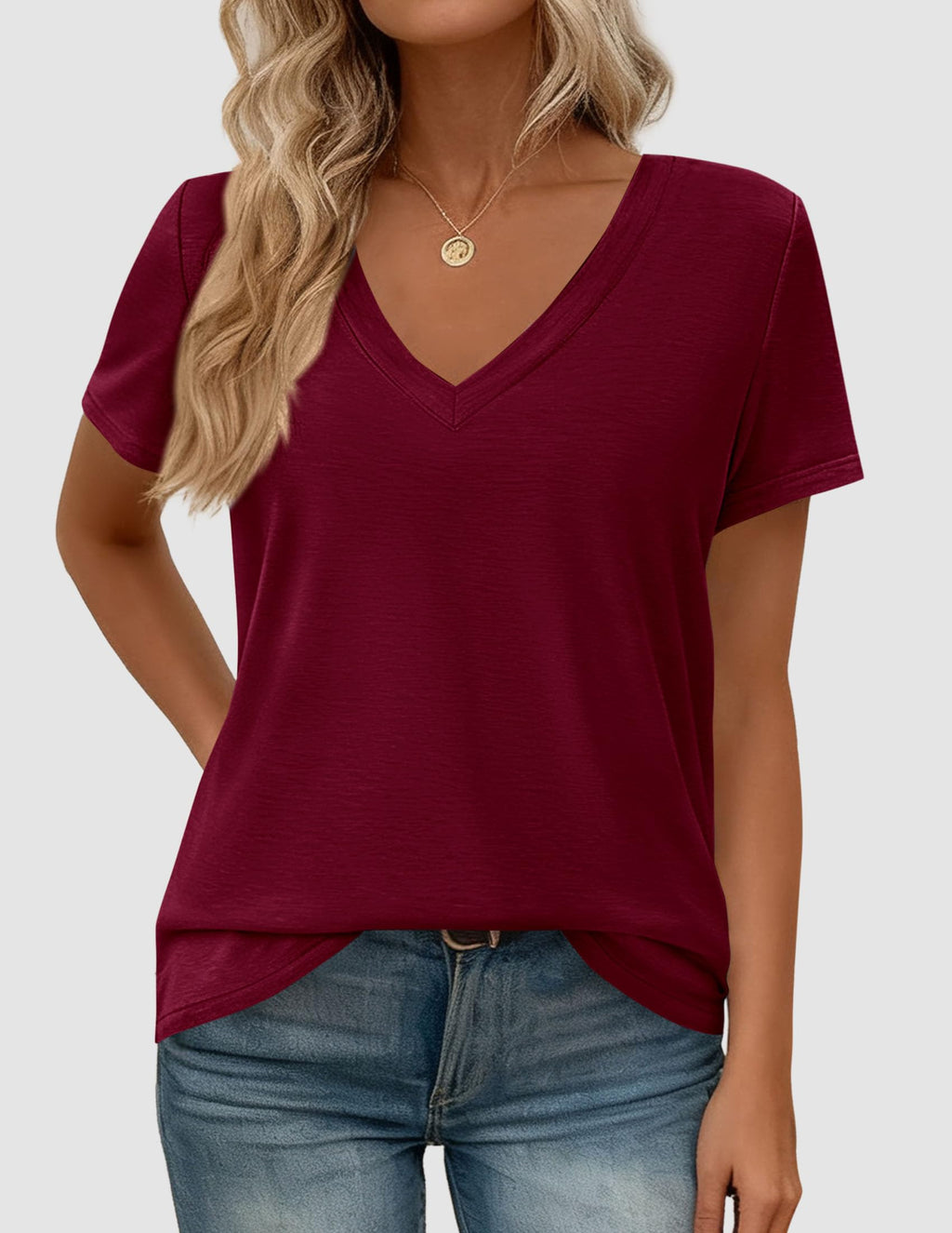 PRETTYGARDEN Womens Tops Short Sleeve Oversized Tshirts Shirts Summer Casual V Neck Loose Basic Tees Spring Tunic Blouse