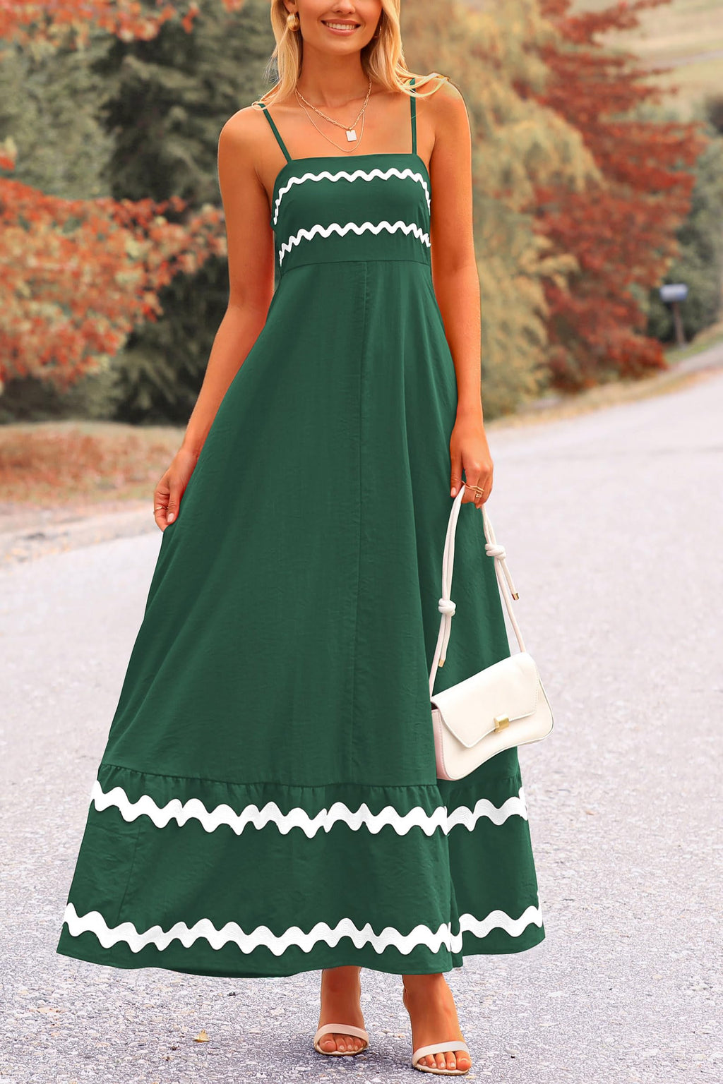 PRETTYGARDEN Women's Summer Flowy Maxi Dress Casual Sleeveless Spaghetti Strap Ruffle Beach Long Dresses