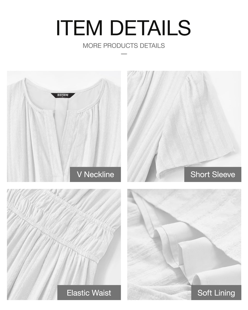 FreshPretty Womens Summer Casual Midi Maxi Dresses Lightweight Short Sleeve V Neck Elastic Waist Boho Beach Dress Pockets