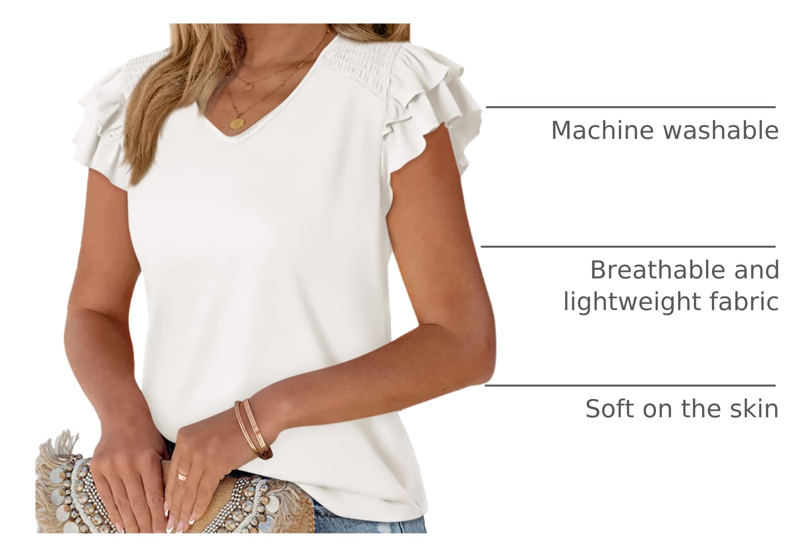 PRETTYGARDEN Summer Tops for Women Spring Trendy Fashion Clothes Casual Ruffle V Neck Short Sleeve Shirts Blouses