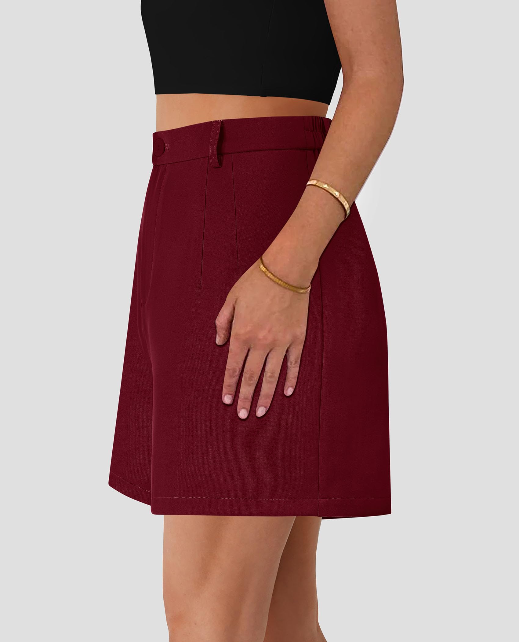 PRETTYGARDEN Shorts for Women Dressy Summer Elastic High Waisted Wide Leg Business Casual Work Shorts with Pockets