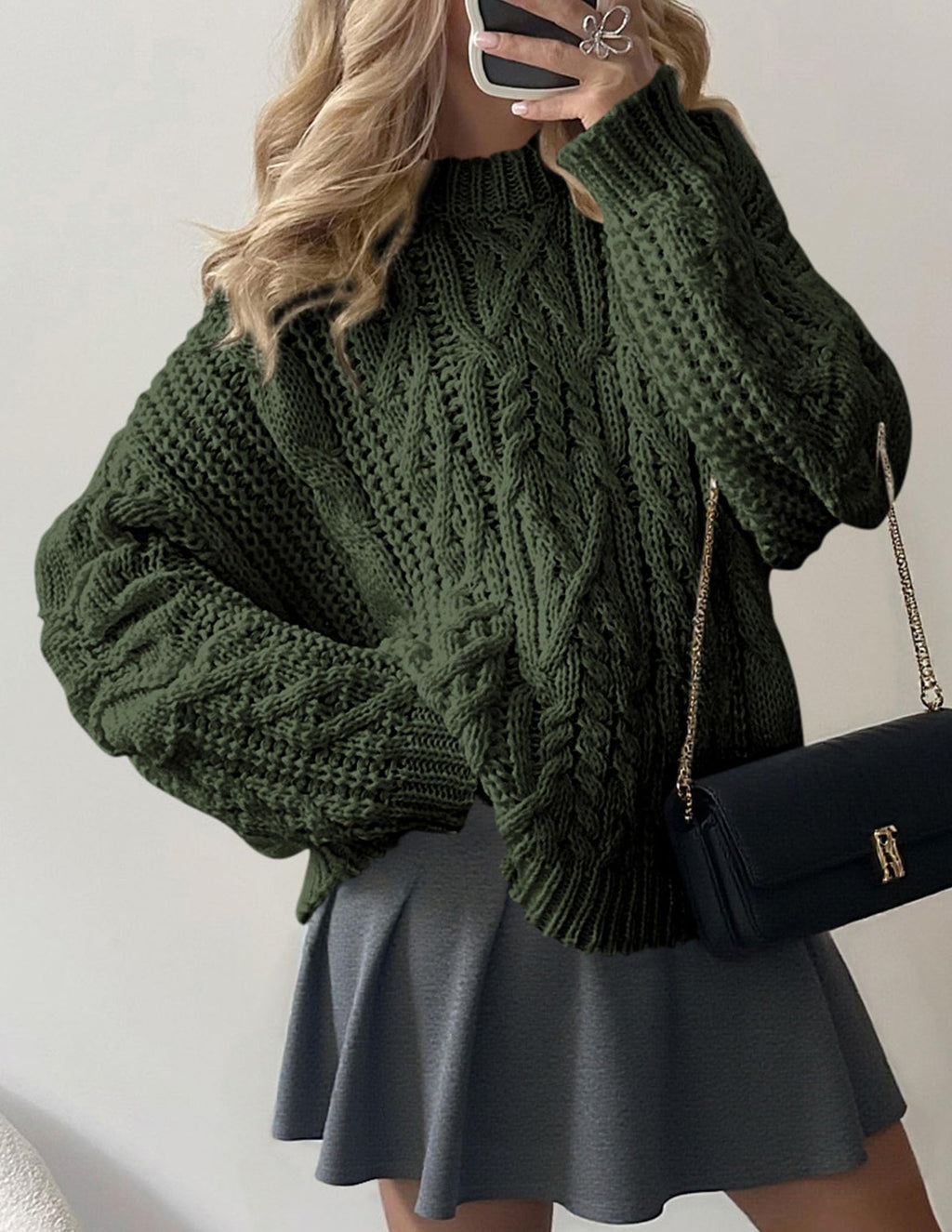 PRETTYGARDEN Women's Oversized Fall Sweaters Casual Long Sleeve Crewneck Chunky Cable Knit Pullover Tops Winter Clothes