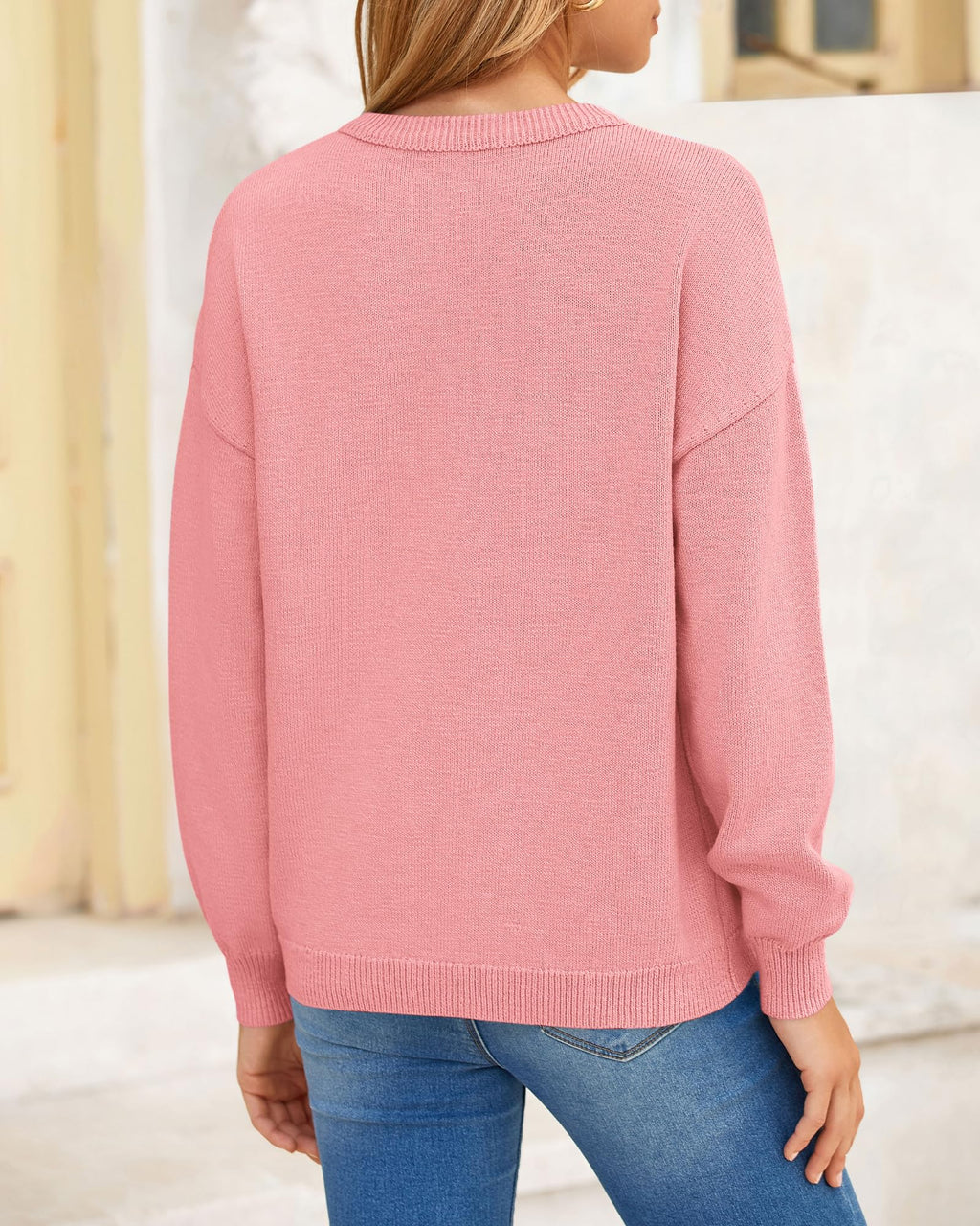 BTFBM Pullover Sweaters for Women Fall Crewneck Slouchy Long Sleeve Sweater Loose Casual Knit Tops Winter Clothes