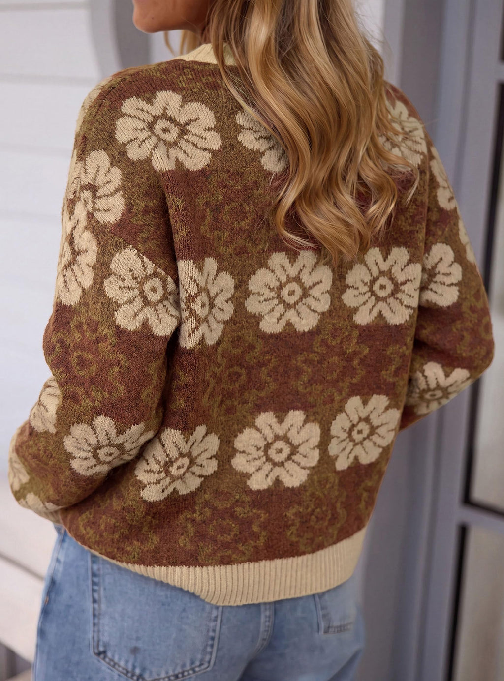 PRETTYGARDEN Women's Floral Crewneck Sweater Knit Pullover Loose Fit, Chunky Knit Sweaters Tops, Dressy Casual Work Vacation Holiday Outfits, Womens Fall Fashion, Winter Clothes