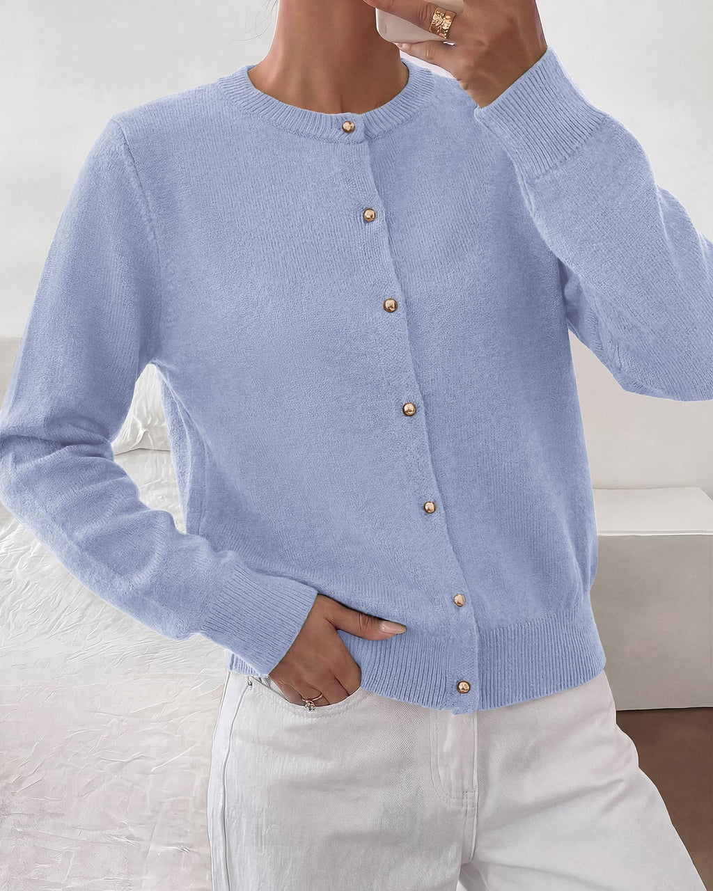 BTFBM Button Cardigan Sweaters for Women Fall Clothes Ribbed Knit Open Front Cardigan, Long Sleeve Sweater, Cozy Soft Stretchy Outerwear, Relaxed Fit, Trendy Winter Outfits