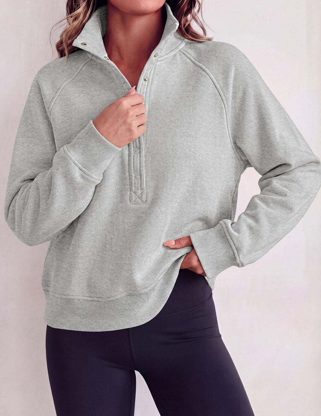 PRETTYGARDEN Women's Fall Trendy Oversized Sweatshirts Comfy Ribbed Fabric, Raglan Long Sleeve Collared, Button Up Henley Pullover Blouse, Casual Workout Tops, Y2K Fashion Clothing