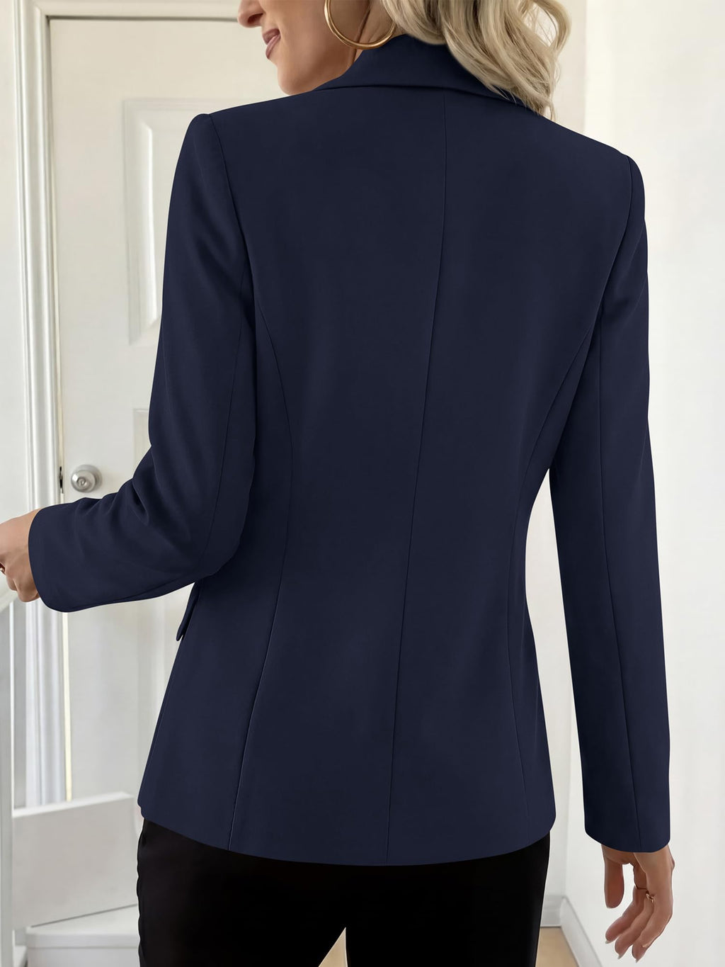 BTFBM Blazers for Women Business Casual Outfits Work Fall Clothes Breasted Notch Lapel, Long Sleeve, Gold Button, Fitted, Open Front Suit Jackets, Pockets, Dressy Professional Office Blazer
