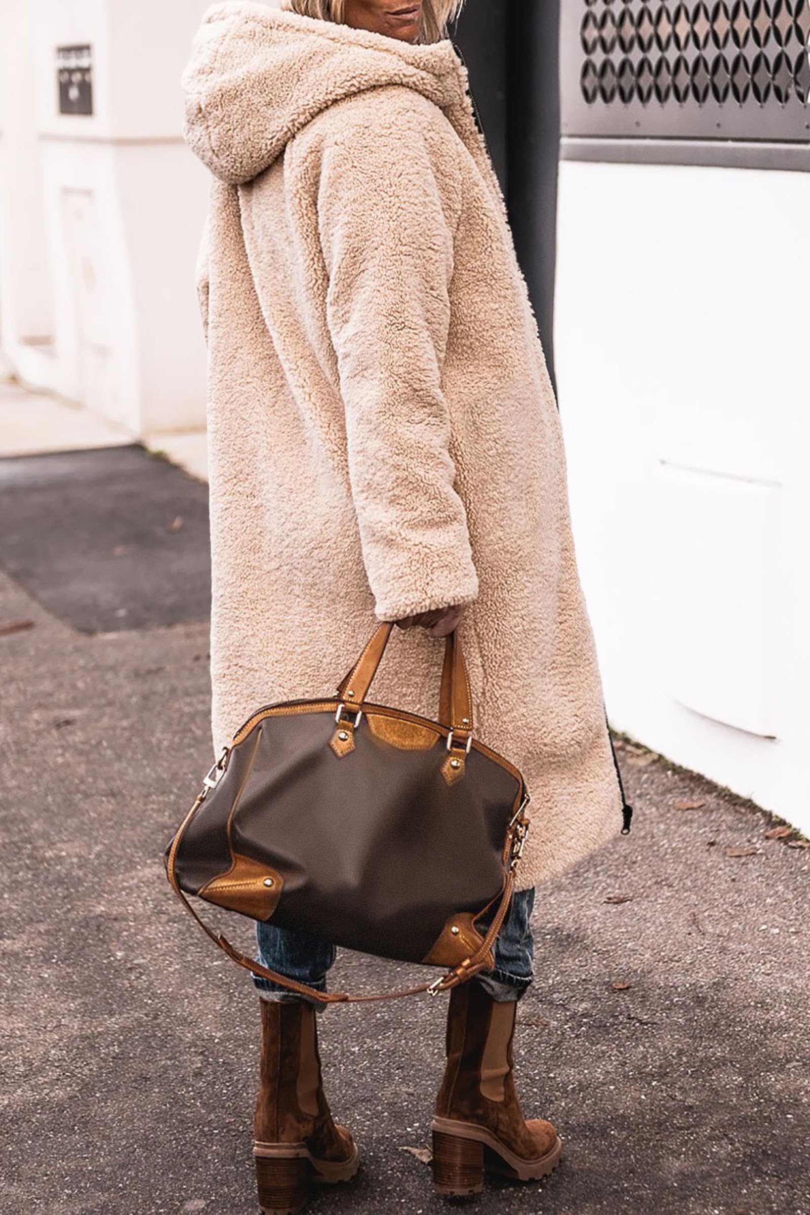 PRETTYGARDEN Women's Winter Fashion Clothes Oversized Shearling Fleece Long Coats Jackets