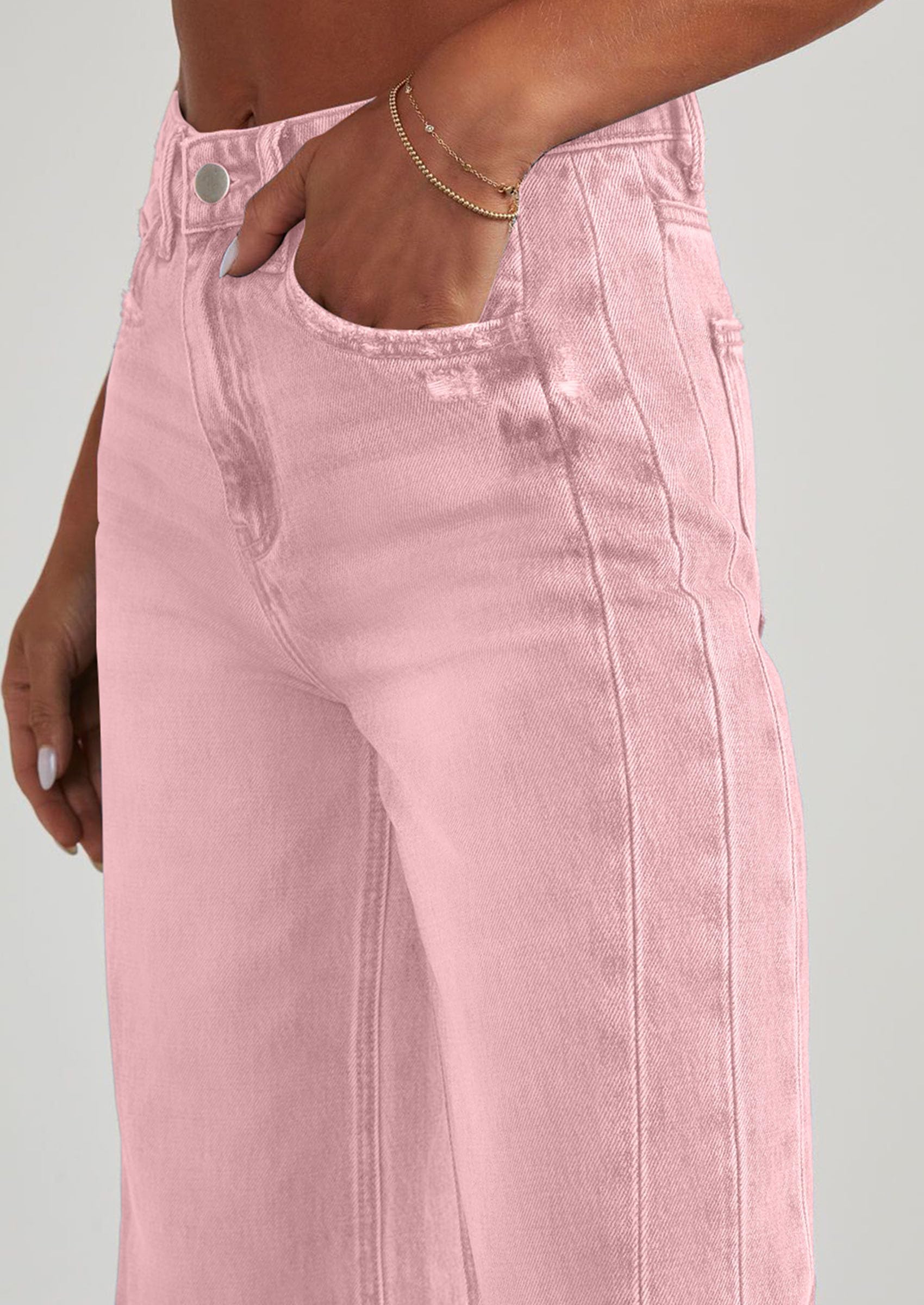 PRETTYGARDEN Wide Leg Jeans for Women Trendy High Waisted Stretchy Baggy Raw Hem Denim Palazzo Pants Fall Clothes