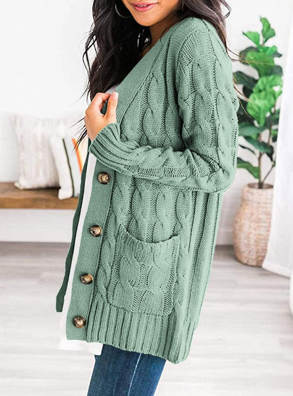 PRETTYGARDEN Women's Open Front Cardigan Sweaters Fall Fashion Button Down Cable Knit Chunky Winter Clothing Outerwear Coats