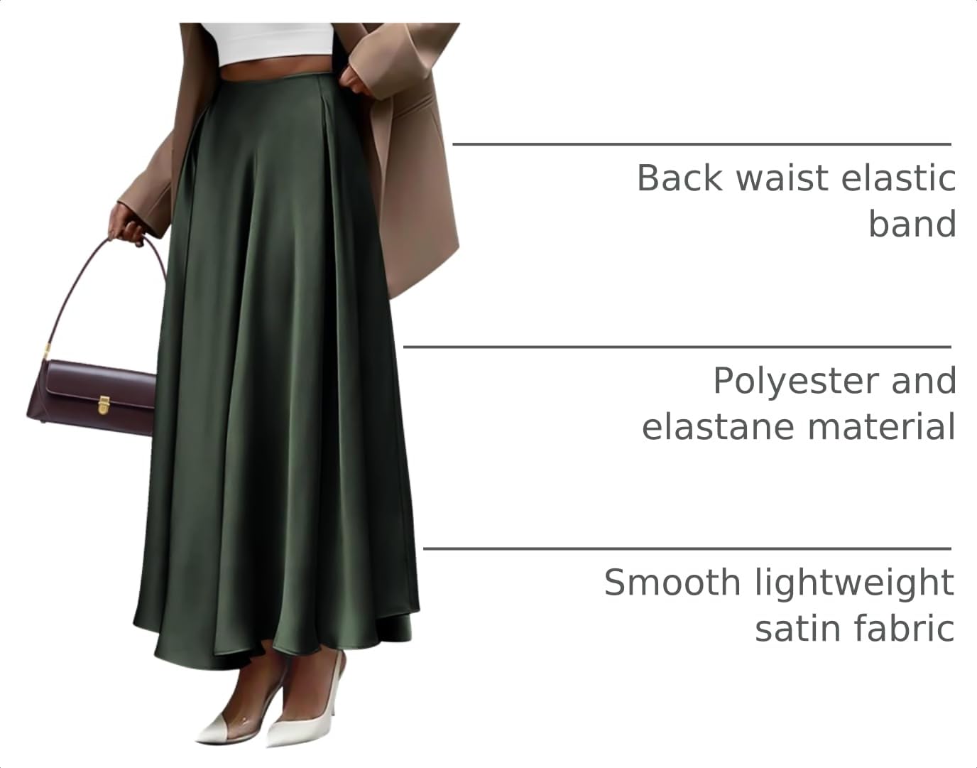 BTFBM Satin Skirts for Women Summer Elegant Flowy A-Line Cocktail Formal Silk Spring Maxi Skirt Night Out Outfits