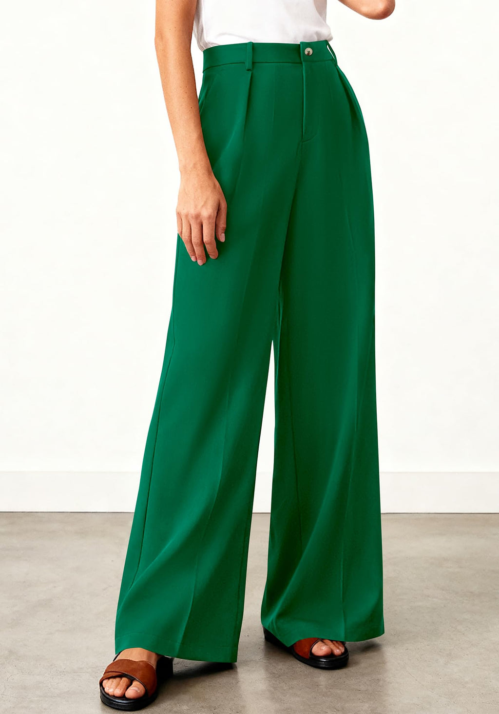 BTFBM Wide Leg Pants Woman High Waisted Button Business Casual Dressy Trousers Office Work Palazzo Pants Pockets