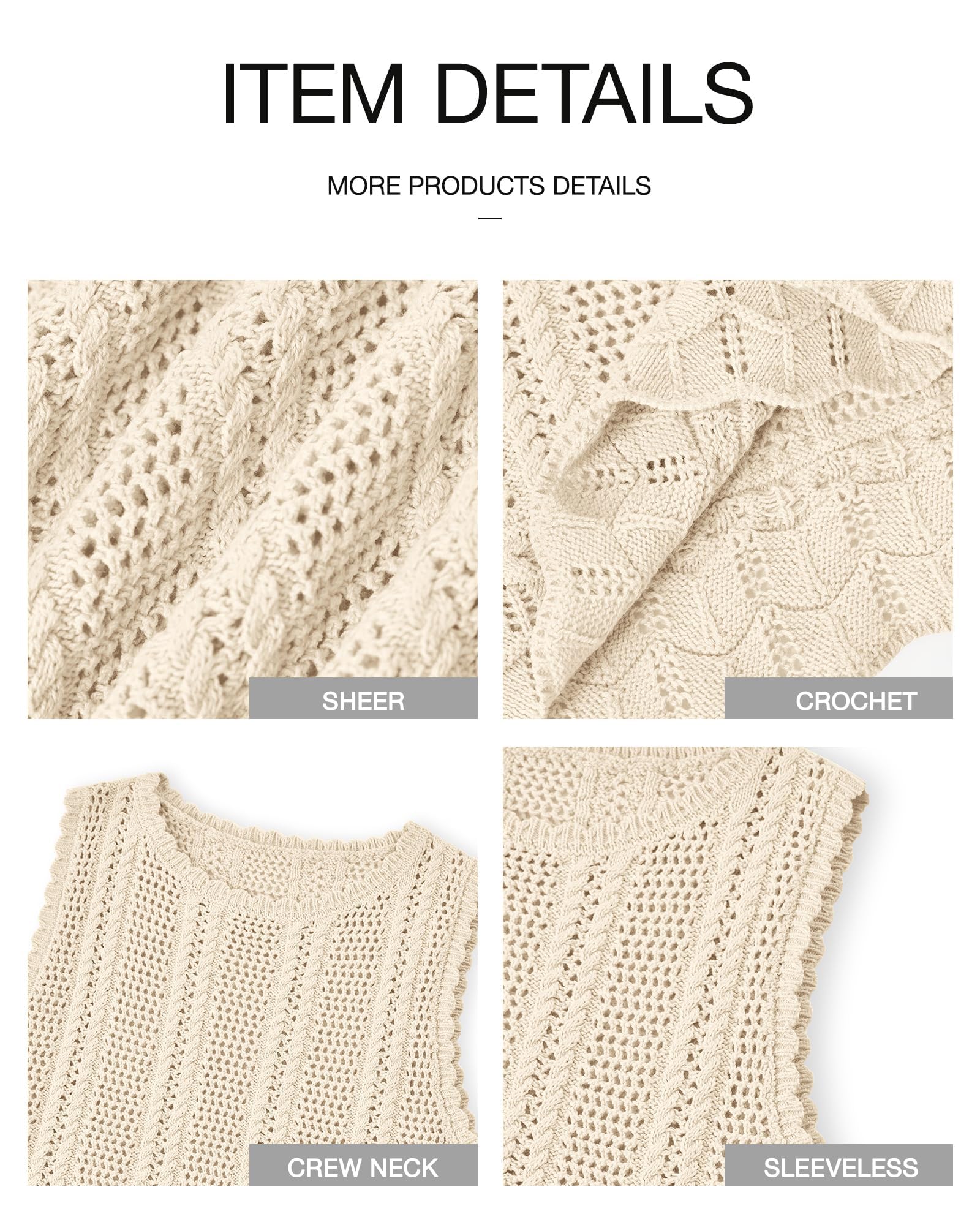 FreshPretty Crochet Tank Top Vacation Outfits for Women Sweater Vest Beach Cover Ups Spring Summer Sleeveless Cruise Resort Wear