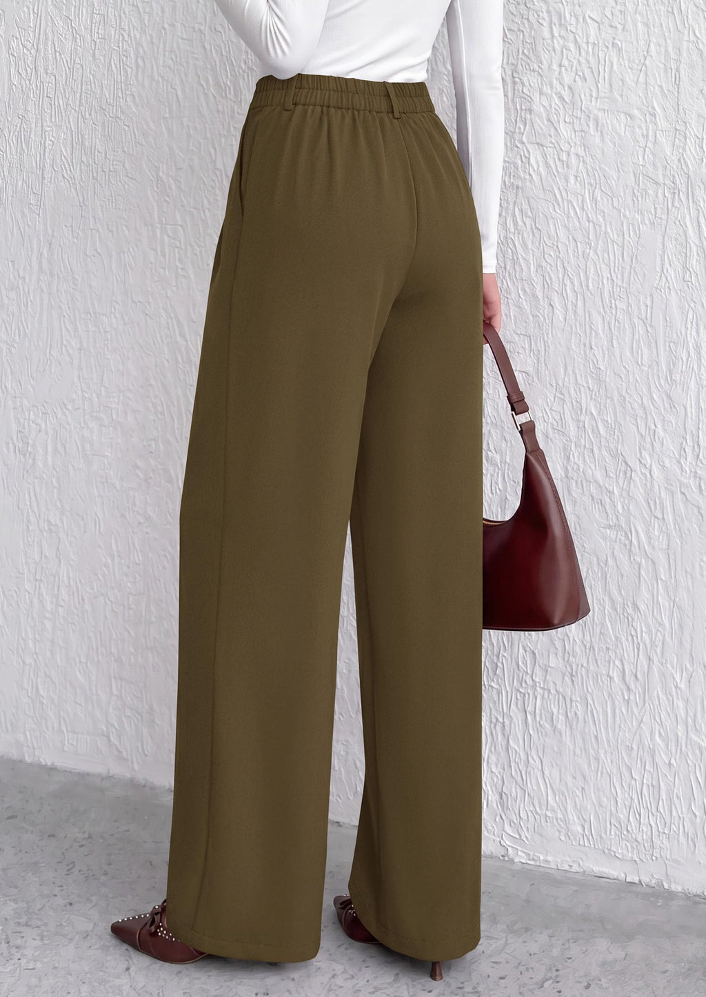 PRETTYGARDEN Women's Dress Pants Wide Leg Flowy Trousers High Waisted Palazzo Pants, Pleated Front, Side Pockets, Work Office Wear, Business Casual Outfits, Fall Fashion Clothing