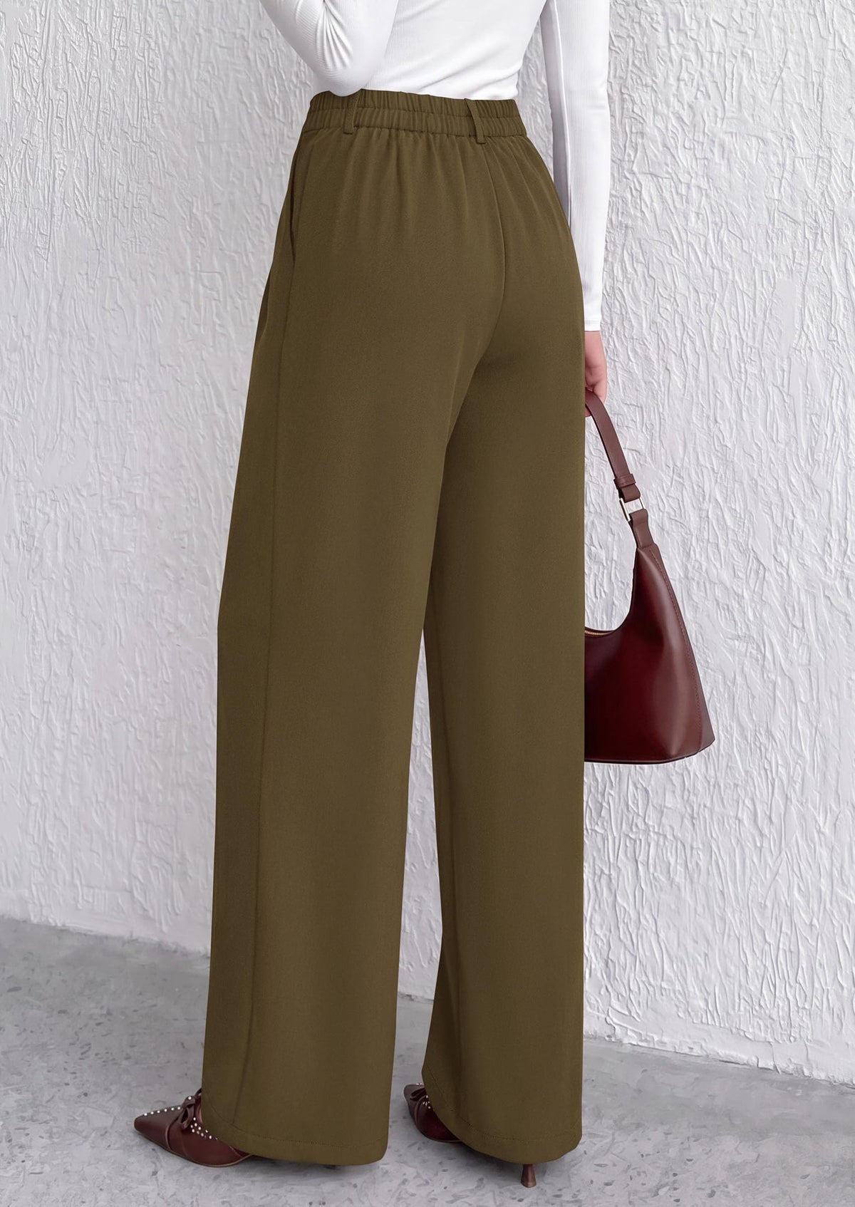 PRETTYGARDEN Women's Dress Pants Wide Leg Flowy Trousers High Waisted Palazzo Pants, Pleated Front, Side Pockets, Work Office Wear, Business Casual Outfits, Fall Fashion Clothing