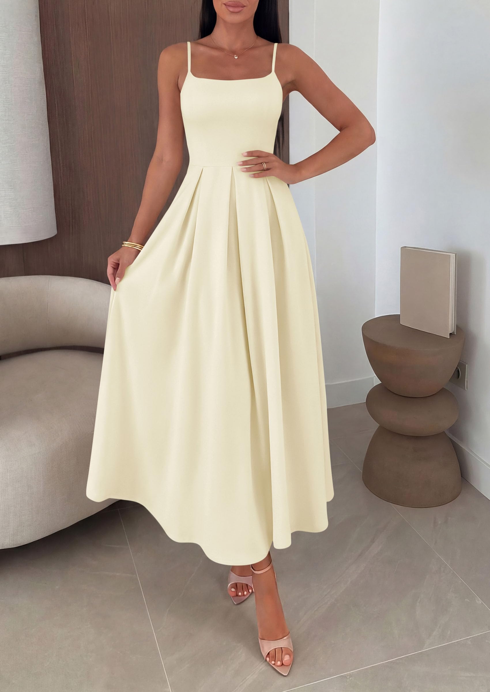 PRETTYGARDEN Cocktail Dresses for Women  Spring Elegant Ruffle A Line Long Flowy Summer Formal Wedding Guest Maxi Dress
