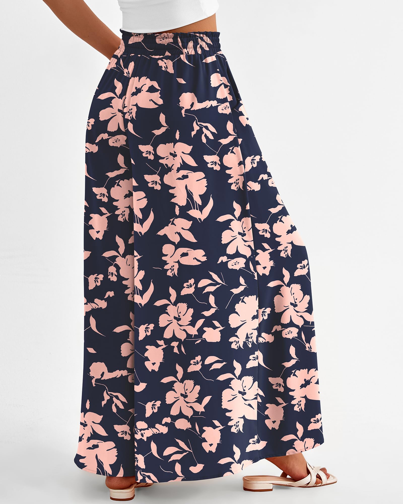 BTFBM Women Casual High Waist Wide Leg Pants Spring Summer Long Palazzo Pants Pocket Lounge Beach Vacation Clothes