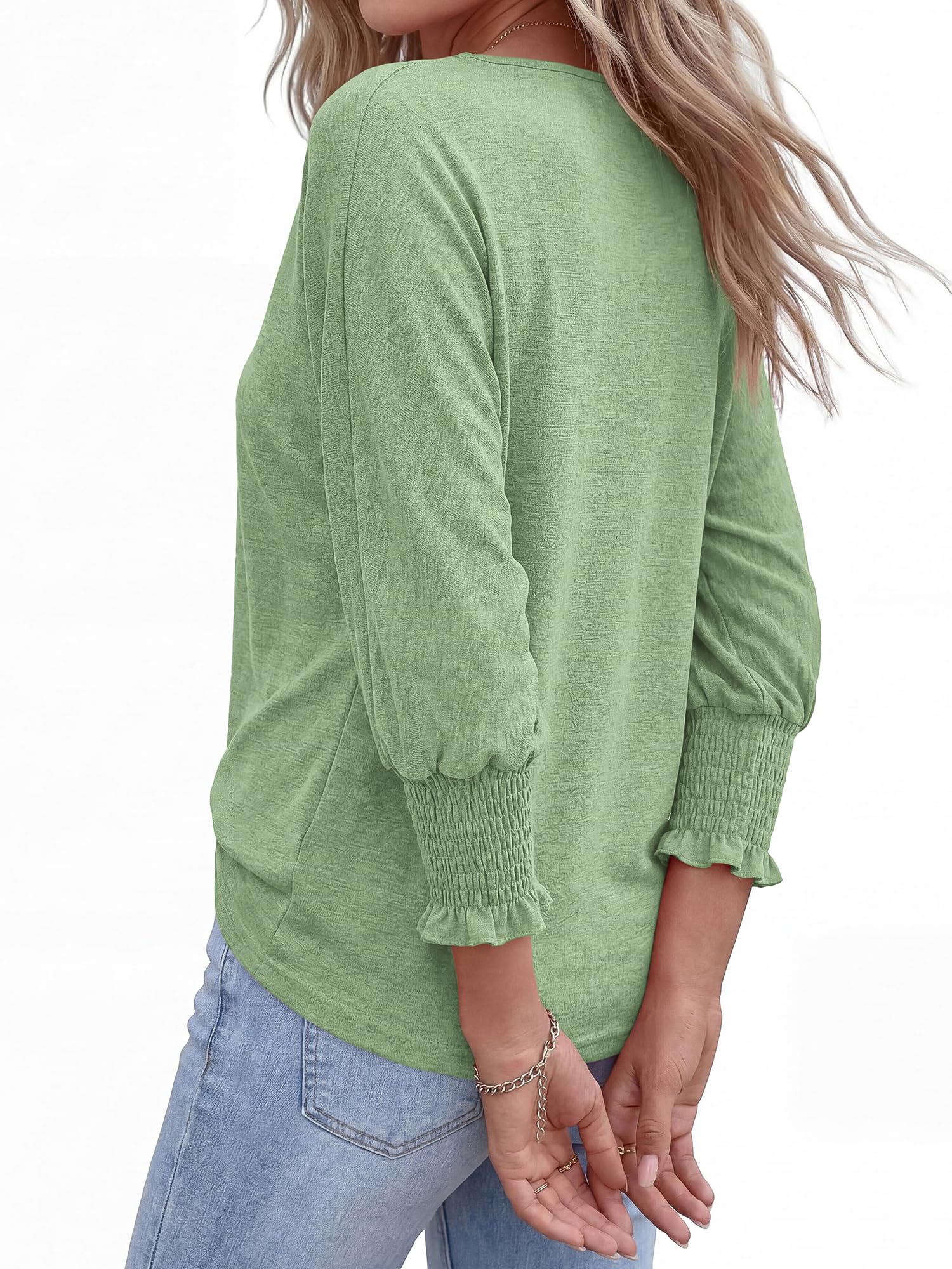 BTFBM Womens Tops Dressy Casual Summer T Shirts Crewneck 3/4 Sleeve Beach Vacation Loose Tunic Spring Work Blouse