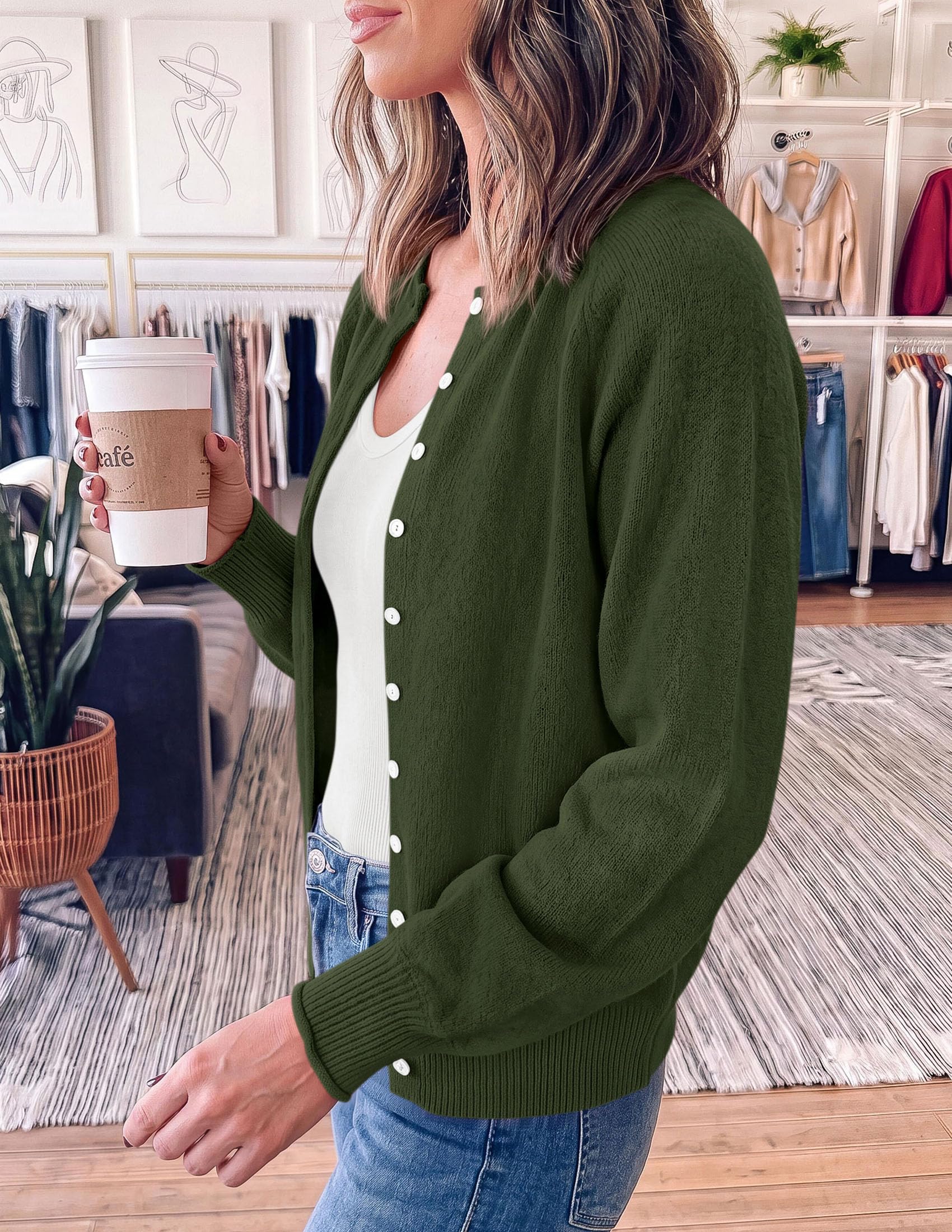 PRETTYGARDEN Women's Knit Cardigan Lightweight Cozy Sweaters Comfy Long Sleeve Work Tops, Button Down Shirts, Rolled Edges, Casual Fall Clothes for Going Out, Holiday, Winter Layering