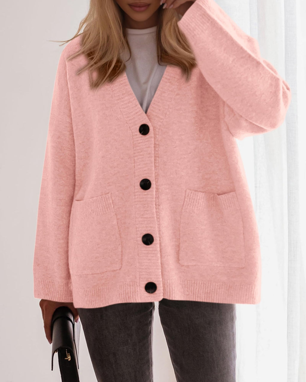 BTFBM Oversized Cardigan Sweaters for Women Trendy Fall Fashion Button Down Long Sleeve Chunky Knit Cardigans