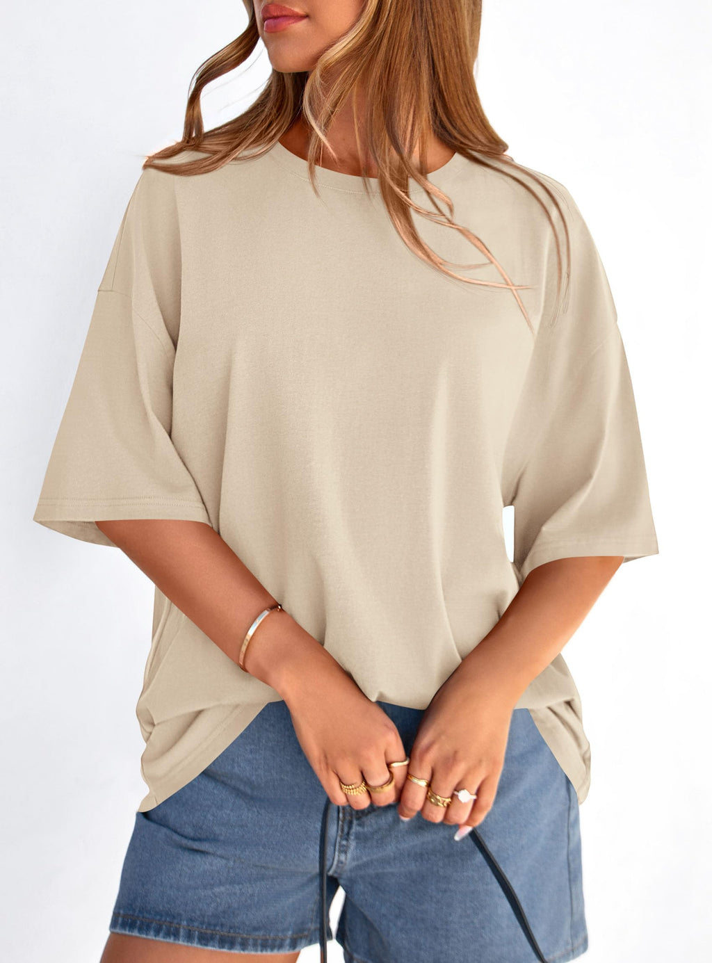 PRETTYGARDEN Women's Spring Going Out Tops Casual Short Sleeve Crewneck Loose Fit Basic Cute Tee Shirts Summer Outfits