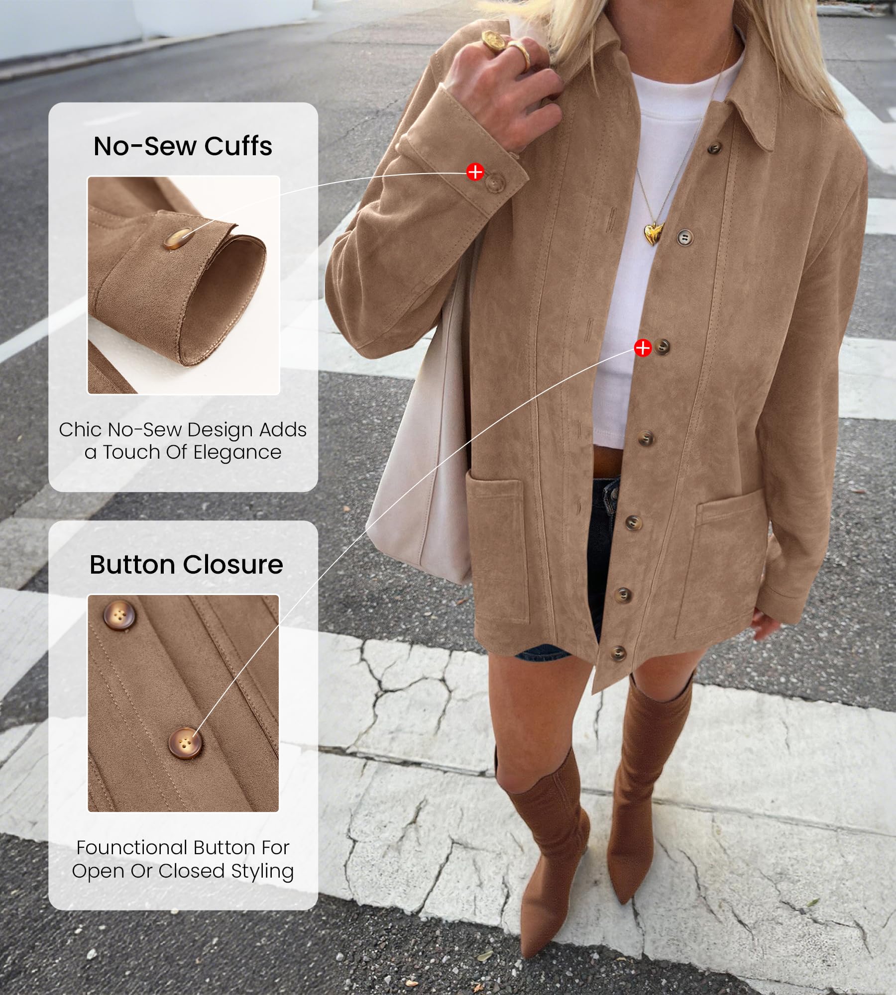 BTFBM Faux Suede Jacket Women Fall Fashion Leather Jackets Long Sleeve Button Down Winter Coats Shackets Outerwear