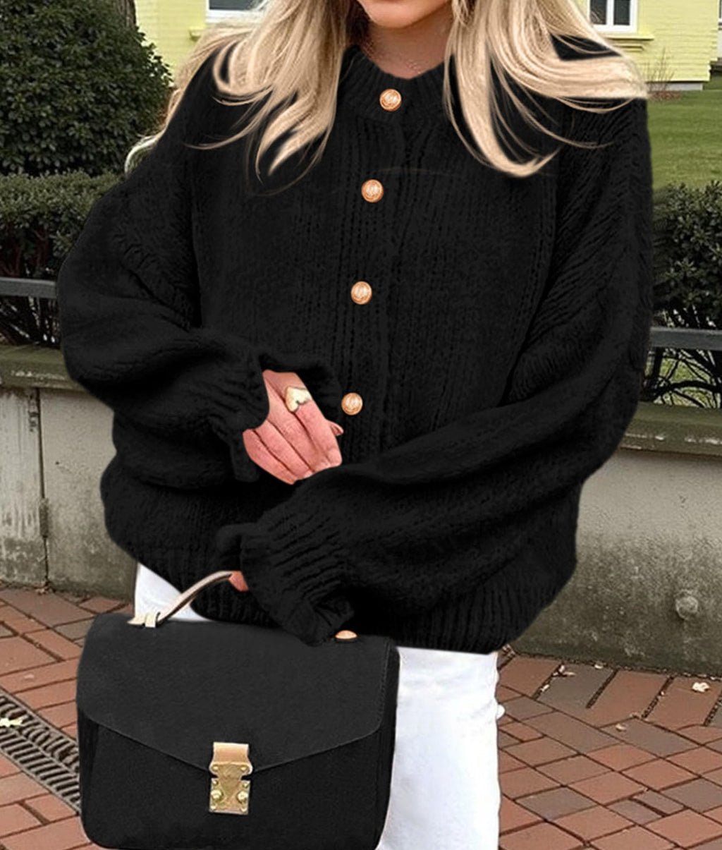 PRETTYGARDEN Womens Cropped Cardigans Trendy Ruffle Open Front Chunky Knit Sweater Oversized Button Down Fall Clothes