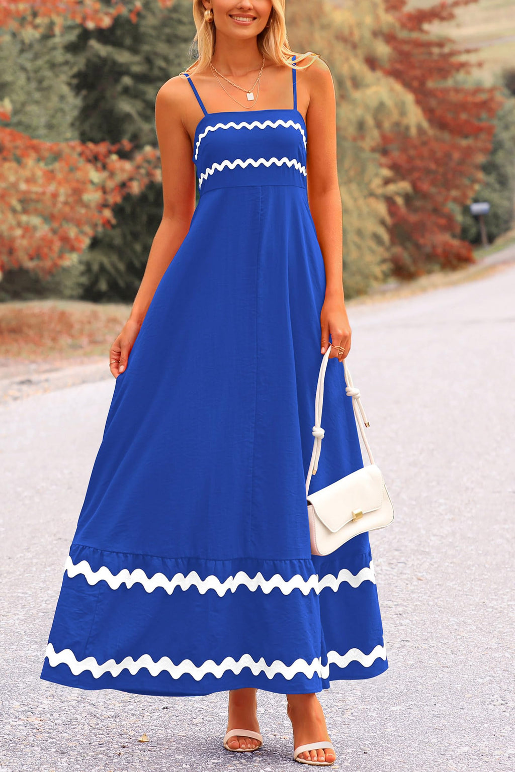PRETTYGARDEN Women's Summer Flowy Maxi Dress Casual Sleeveless Spaghetti Strap Ruffle Beach Long Dresses