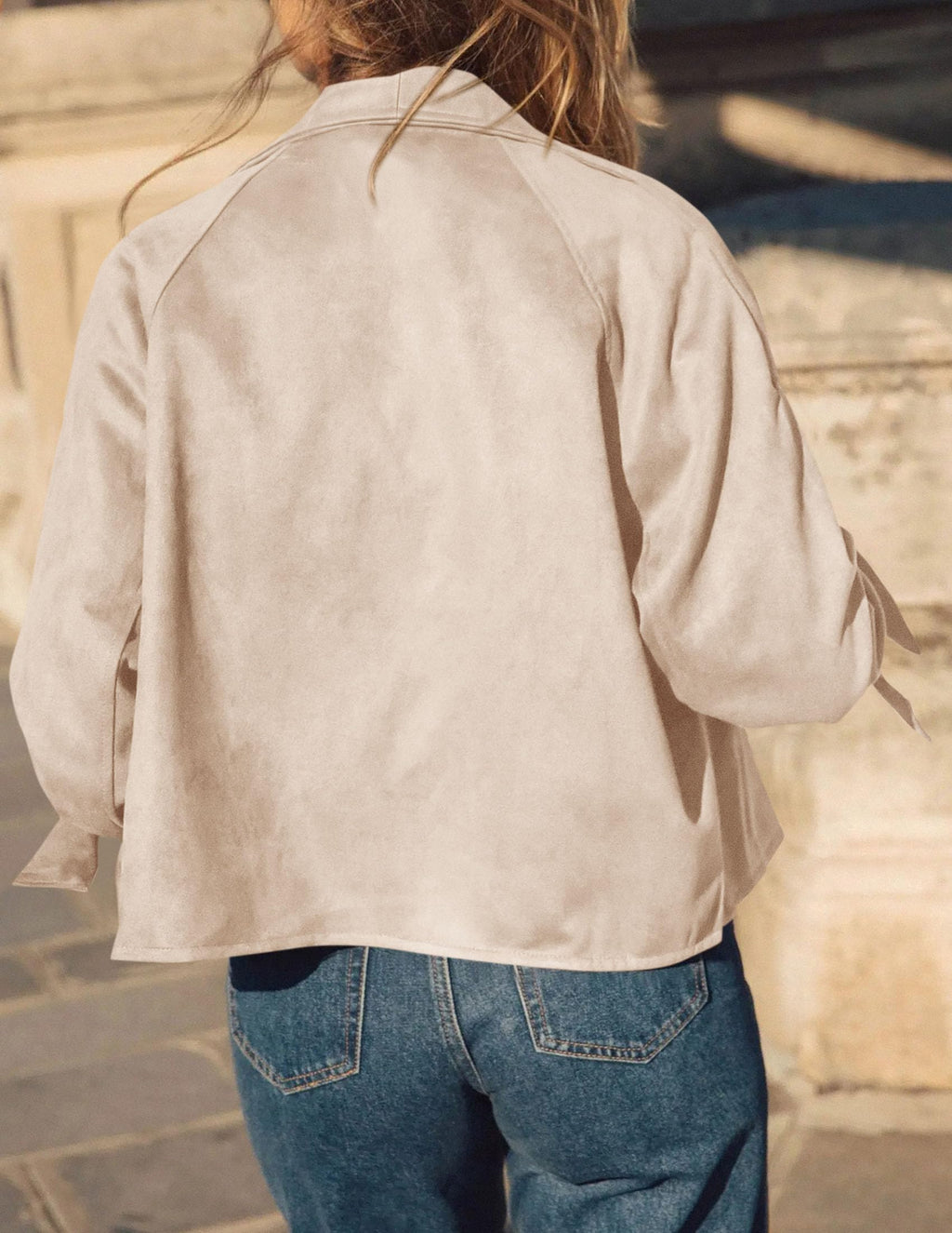PRETTYGARDEN Women Faux Suede Double Breasted Trench Coat Cropped Jackets Raglan Long Sleeve,Lapel,Tie Cuff,Button Down,Fall Fashion Outerwear,Winter Clothes,Work Office Casual Short Jacket